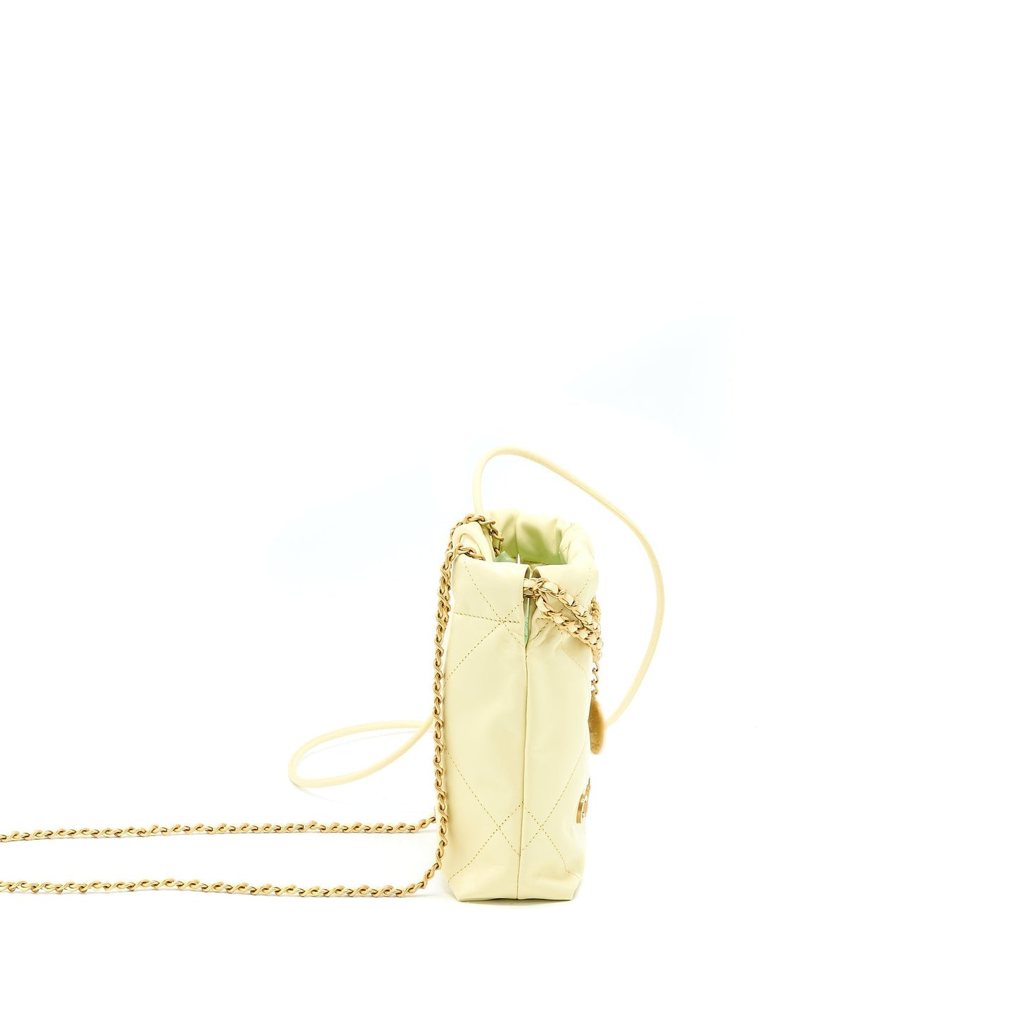 Chanel 23S 22 Shiny Calfskin Light Yellow Mini Bag