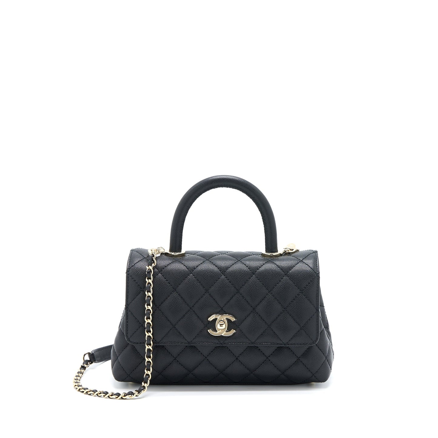 Chanel Coco Handle Caviar LGHW Microchip Black Handbag
