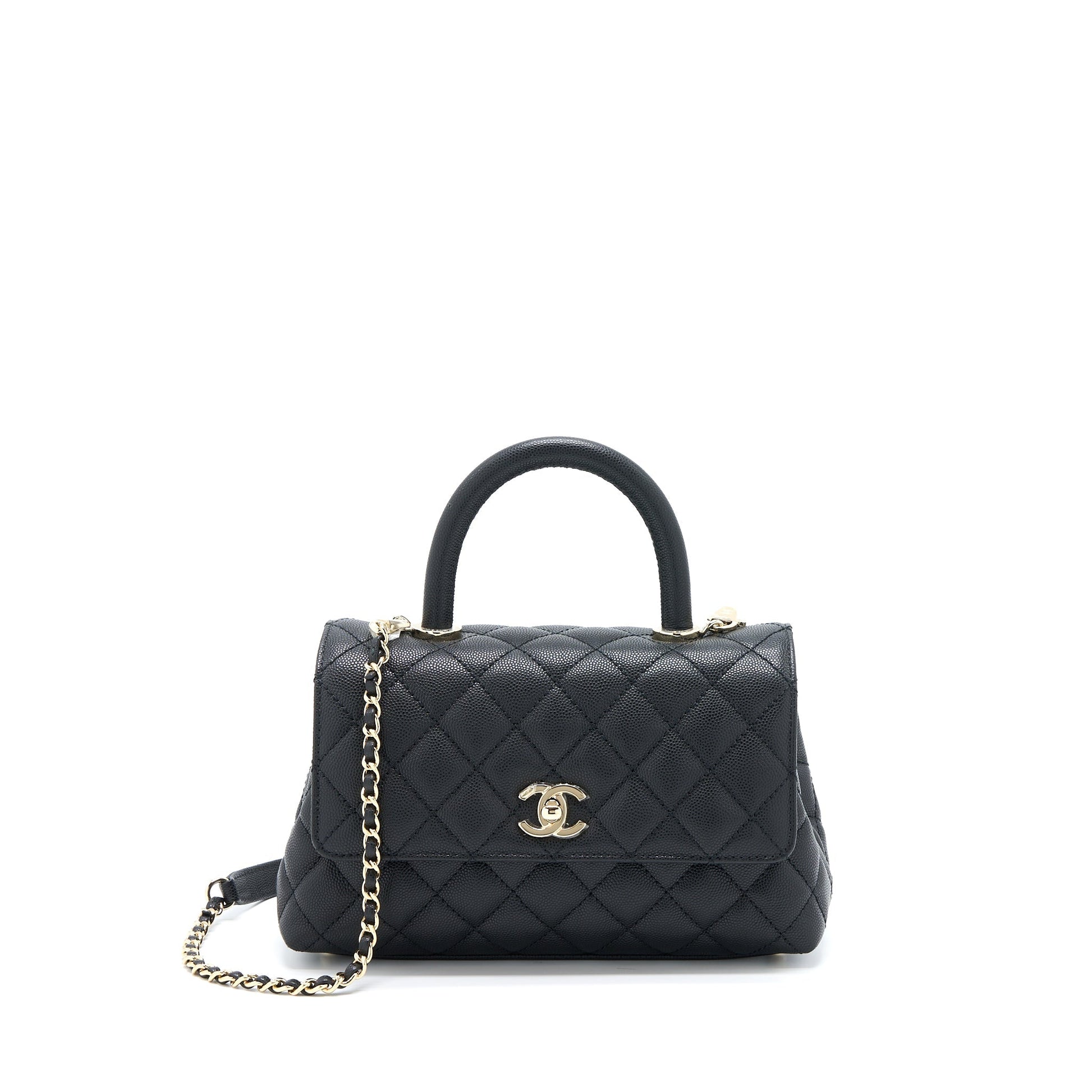 Chanel Coco Handle Caviar LGHW Microchip Black Handbag