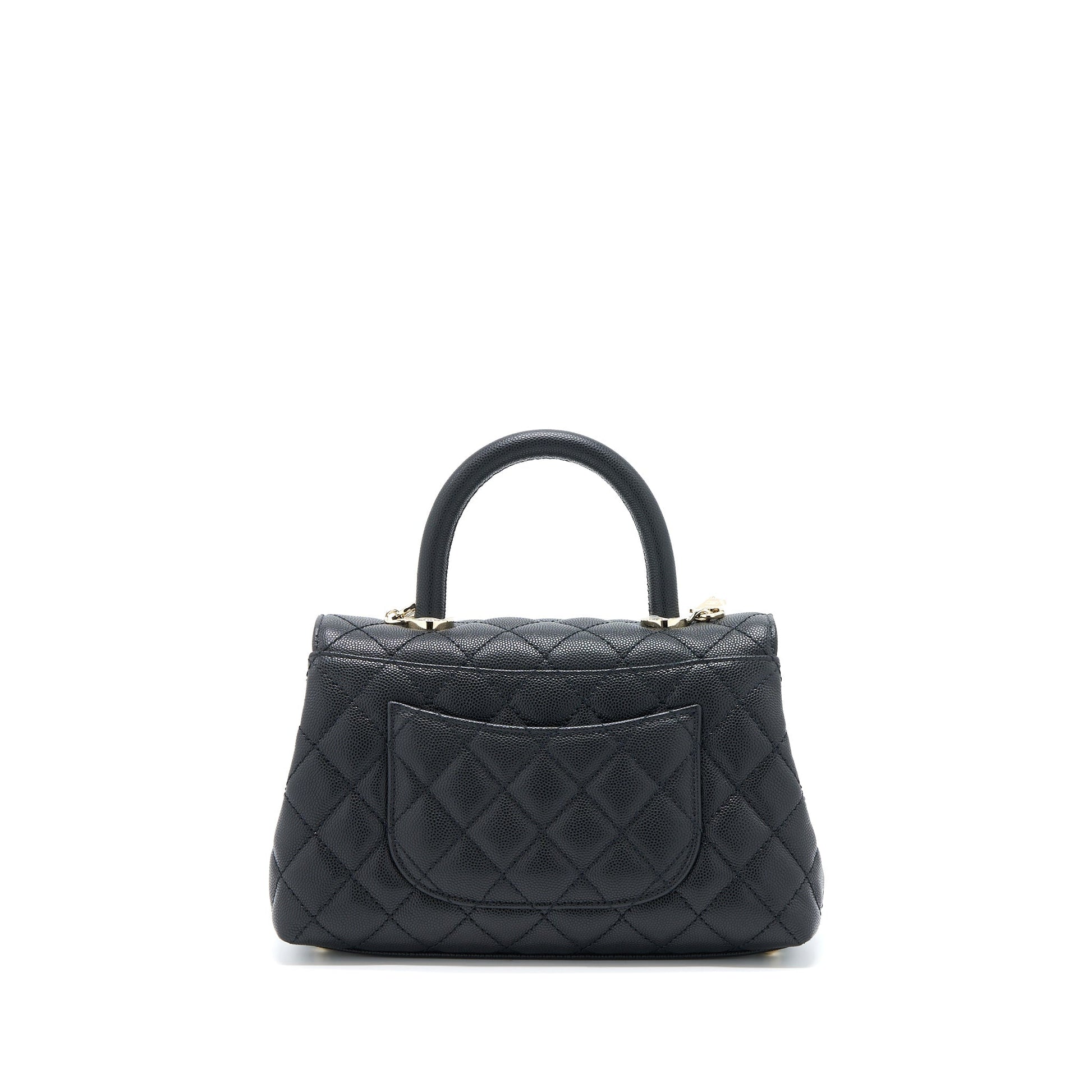 Chanel Coco Handle Caviar LGHW Microchip Black Handbag