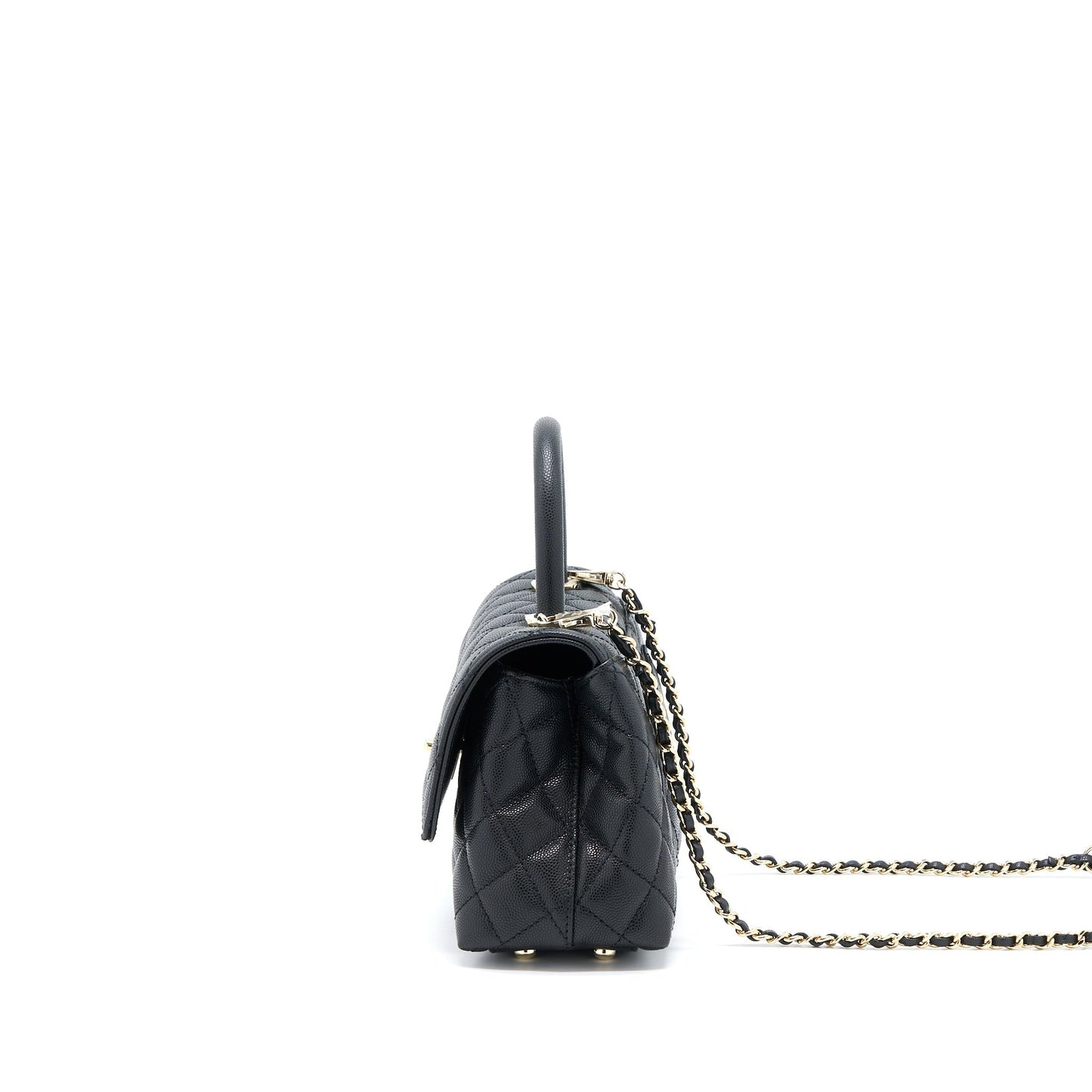 Chanel Coco Handle Caviar LGHW Microchip Black Handbag