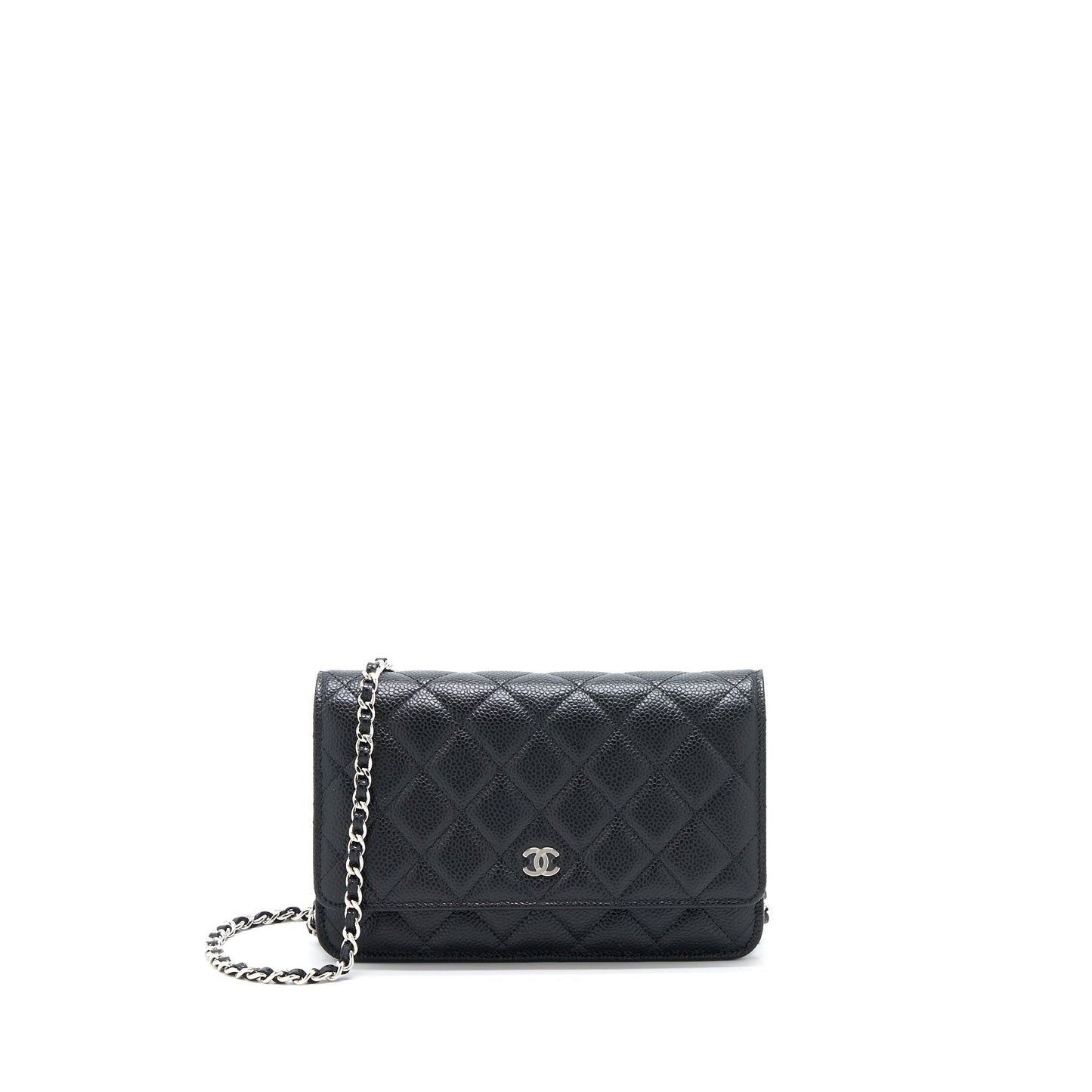 Chanel Classic On Caviar SHW Microchip Black Wallet Case Black Shwmicrochip