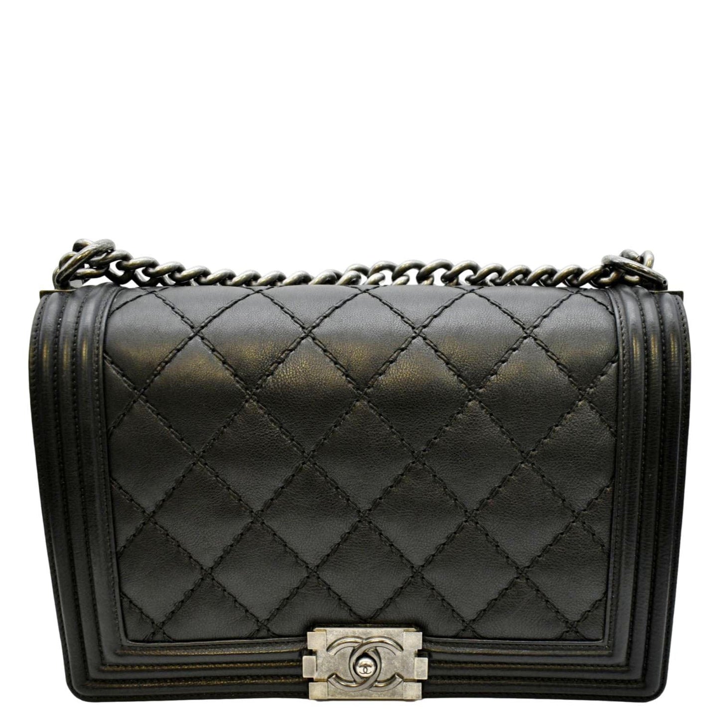Chanel Wild Stitch Boy Quilted Leather Lambskin Black Travel Bag