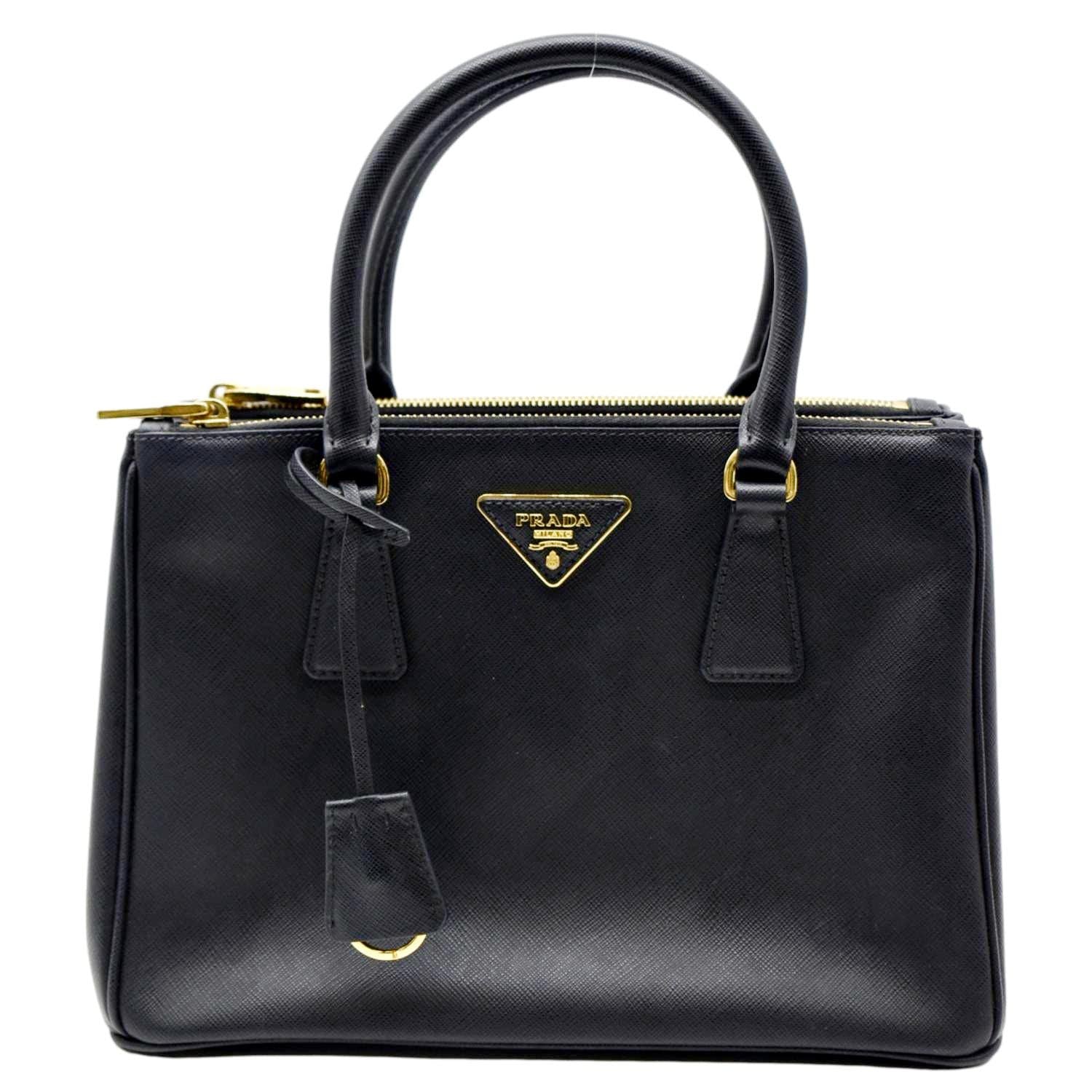 Galleria Double Zip Saffiano Tote Bag Leather Black