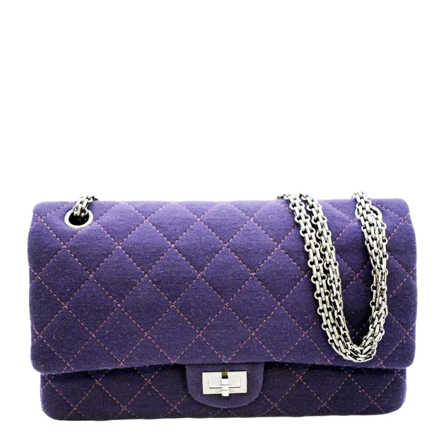 Chanel Reissue Flap Jersey Fabric Purple Travel Bag