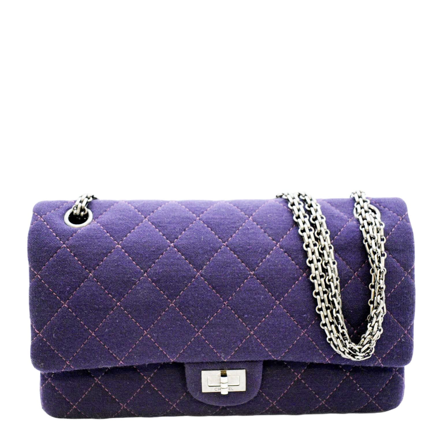Chanel Reissue Flap Jersey Fabric Purple Travel Bag