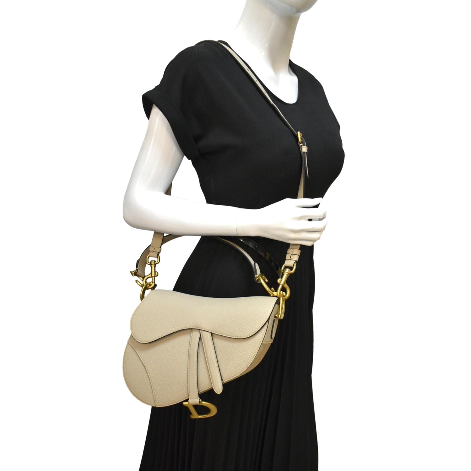Dior Saddle Grained Calfskin Shoulder Bag Leather Beige Saddle Bag 6