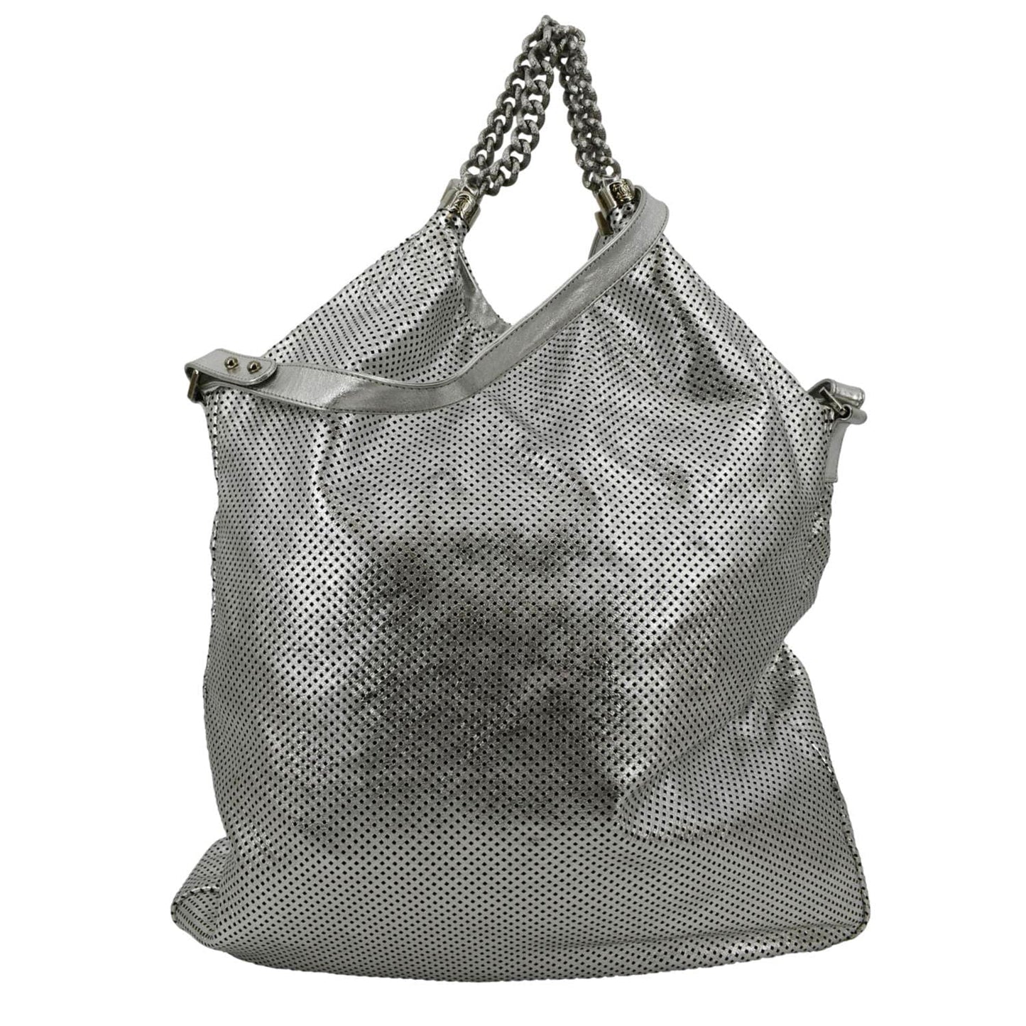 Louis Vuitton CHANEL Rodeo Drive Perforated Leather Silver Travel Bag