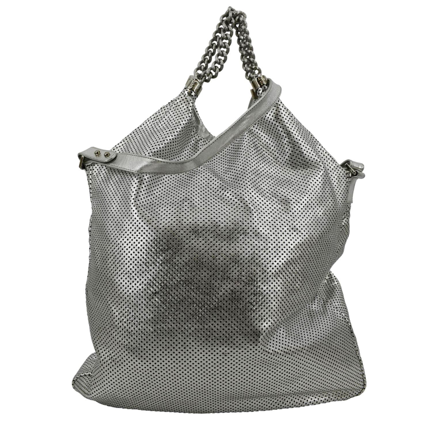 Louis Vuitton CHANEL Rodeo Drive Perforated Leather Silver Travel Bag