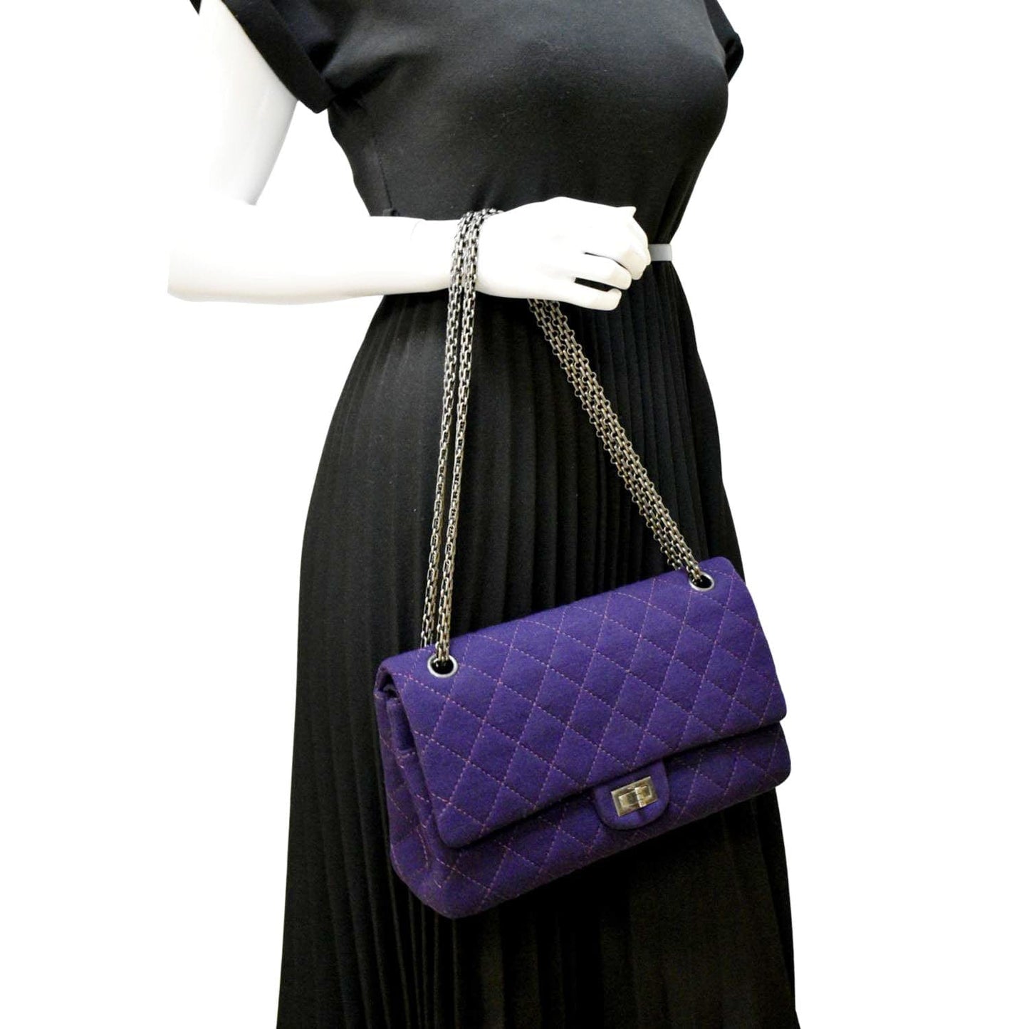 Chanel Reissue Flap Jersey Fabric Purple Travel Bag