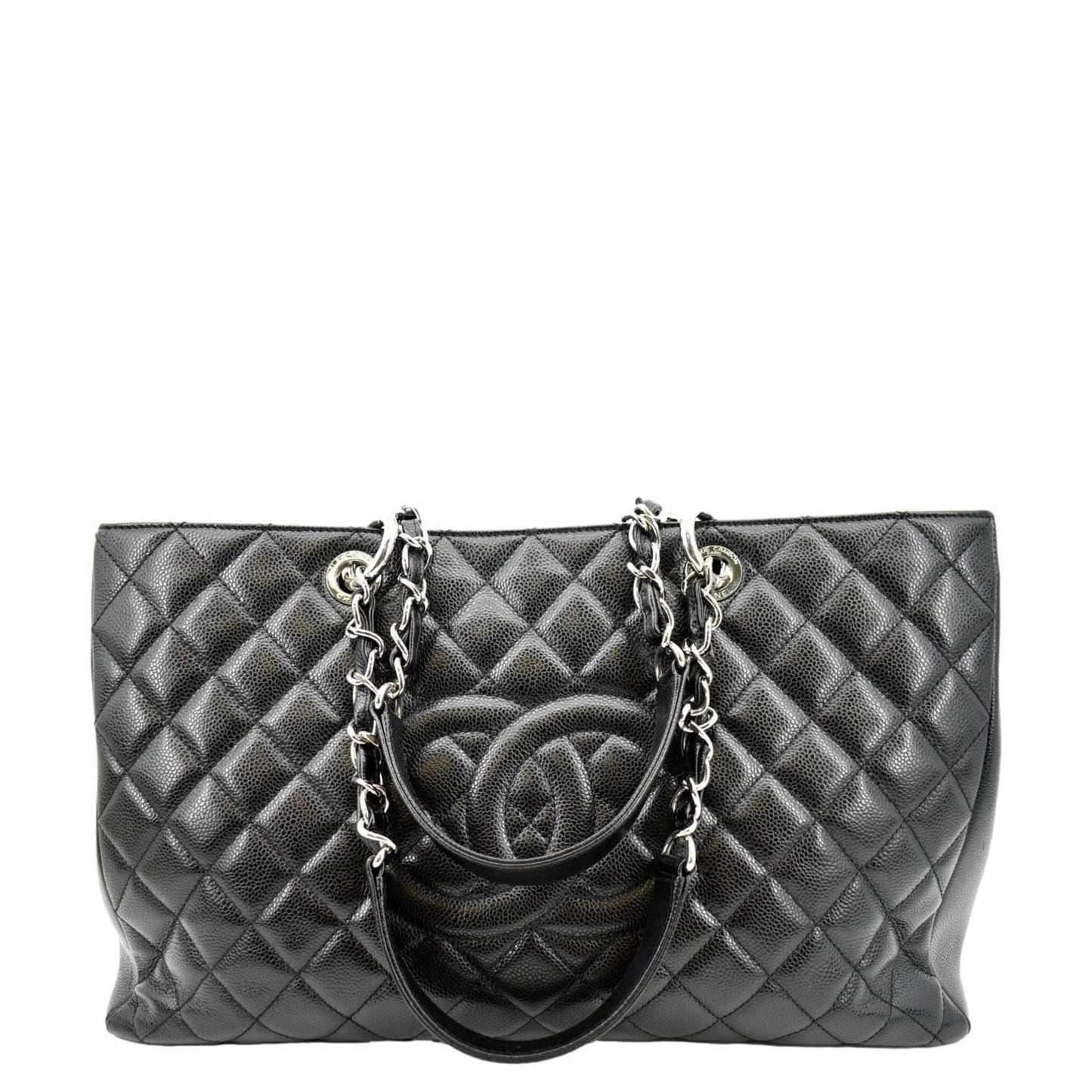 Chanel XL Grand Quilted Caviar Shopping Leather Black Travel Bag Tote 1