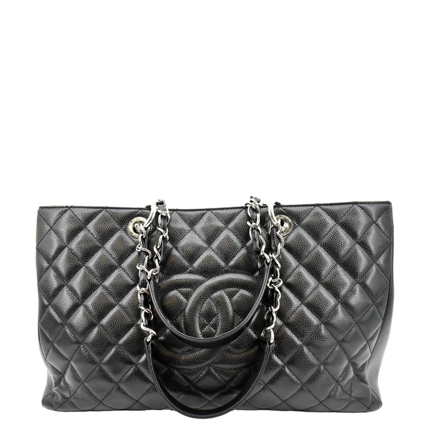 Chanel XL Grand Quilted Caviar Shopping Leather Black Travel Bag Tote 1