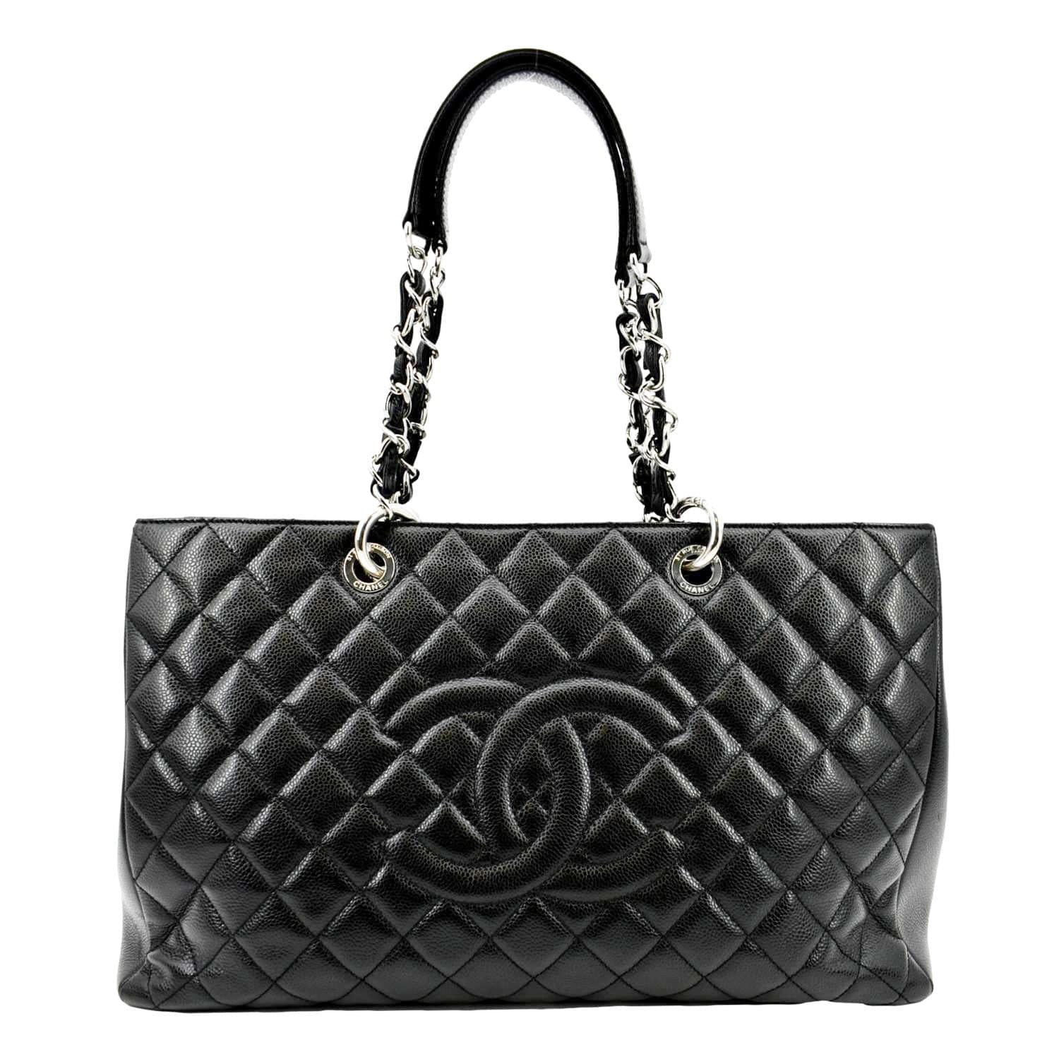 Chanel XL Grand Quilted Caviar Shopping Leather Black Travel Bag Tote 1