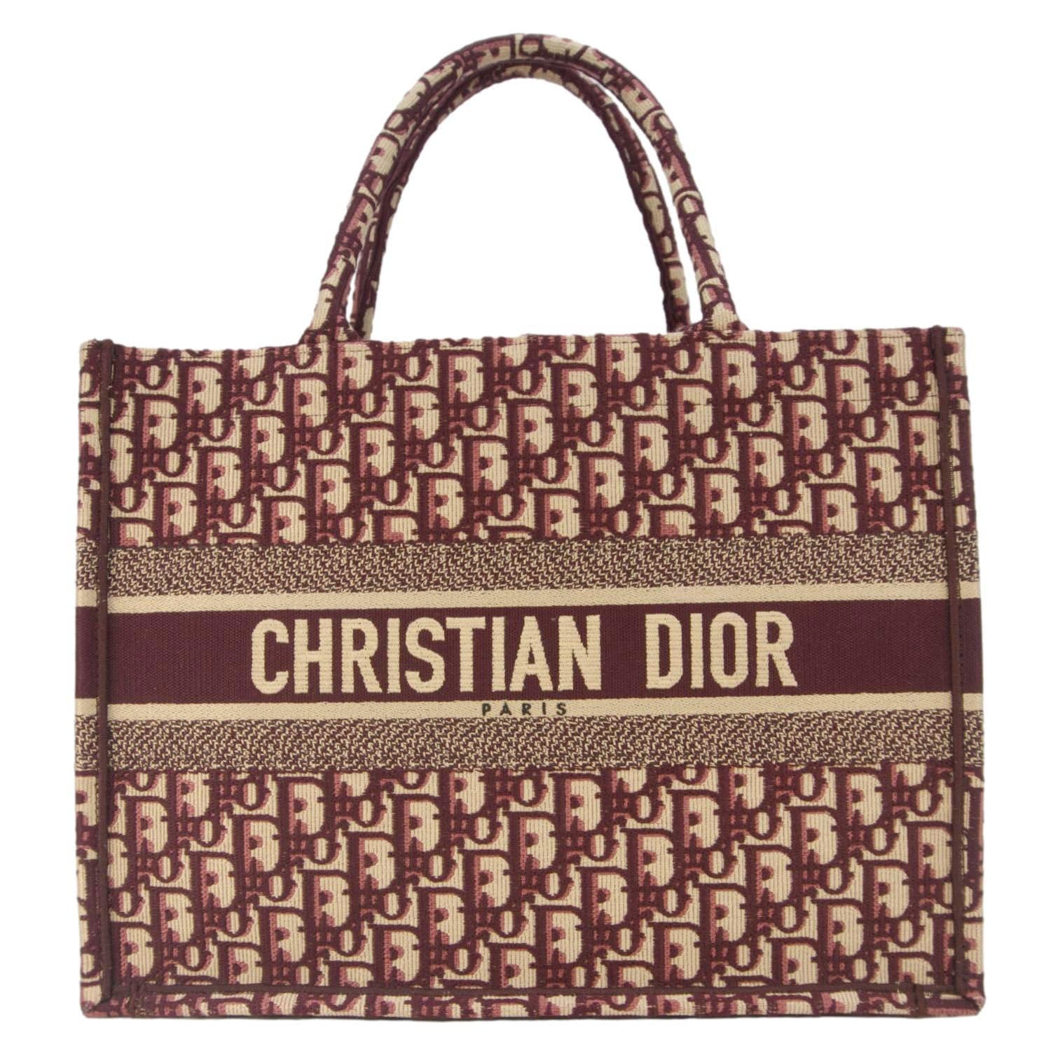 Dior Tote Bag Book Oblique Embroidery Burgundy Medium