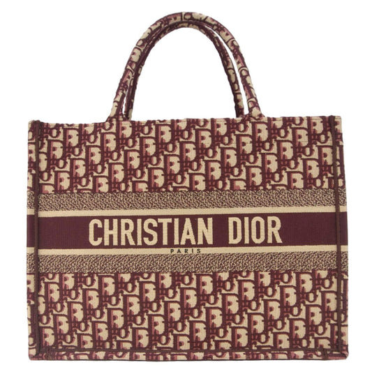 Dior Tote Bag Book Oblique Embroidery Burgundy Medium