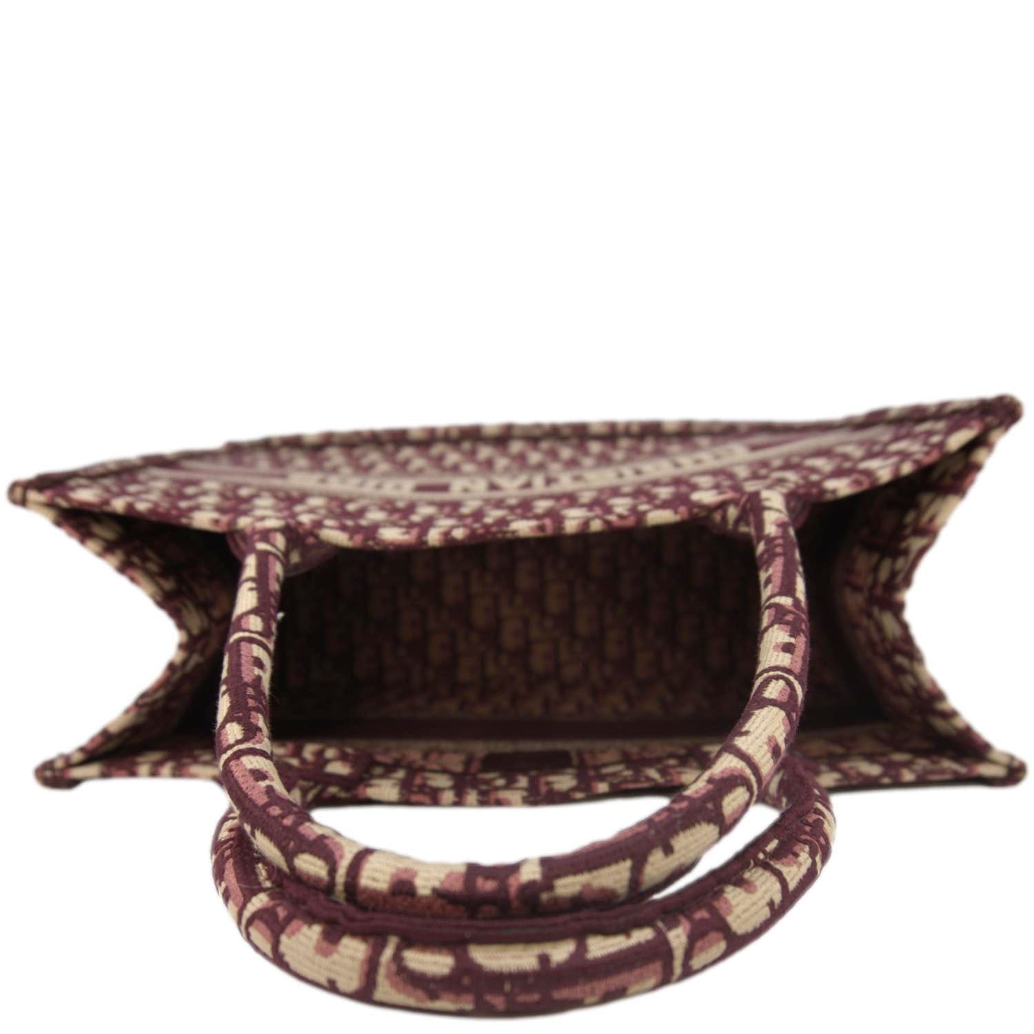 Dior Book Oblique Embroidery Tote Bag Burgundy Medium
