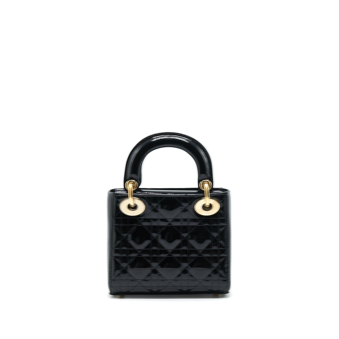 Dior Lady Patent Handbag Leather Black Travel Bag Black Handbag