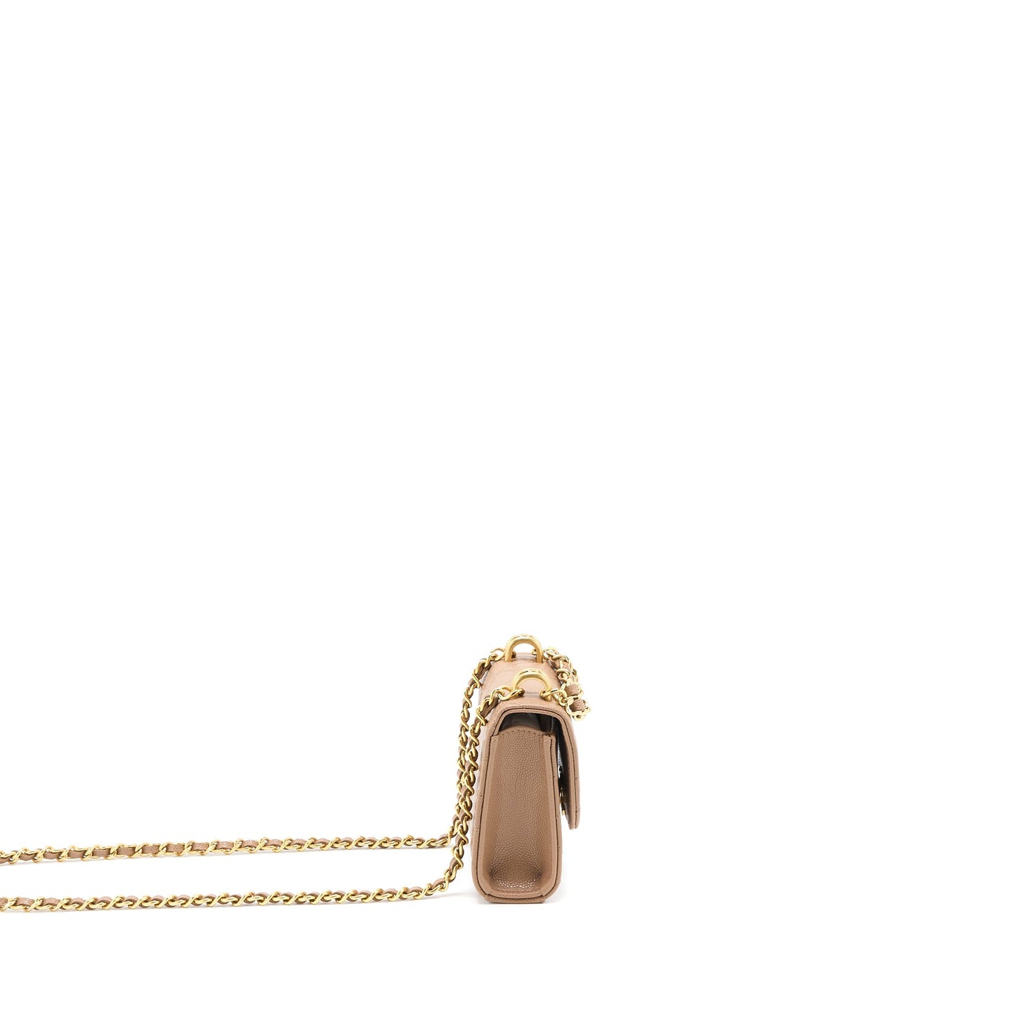 Chanel Flap Caviar GHW Microchip Beige Shoulder Bag