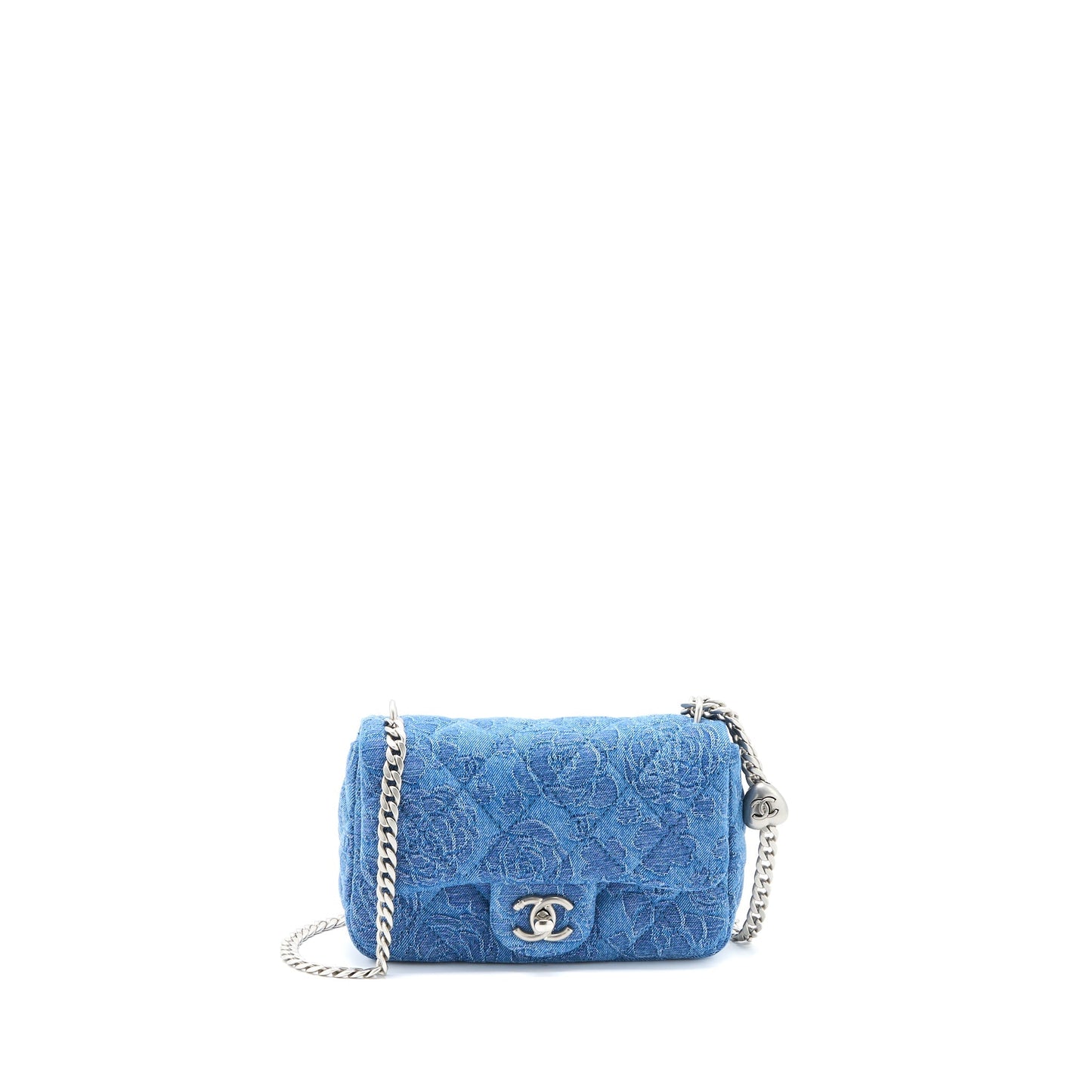 Chanel Coco Love Flap Camellia Denim SHW Blue Shoulder Bag