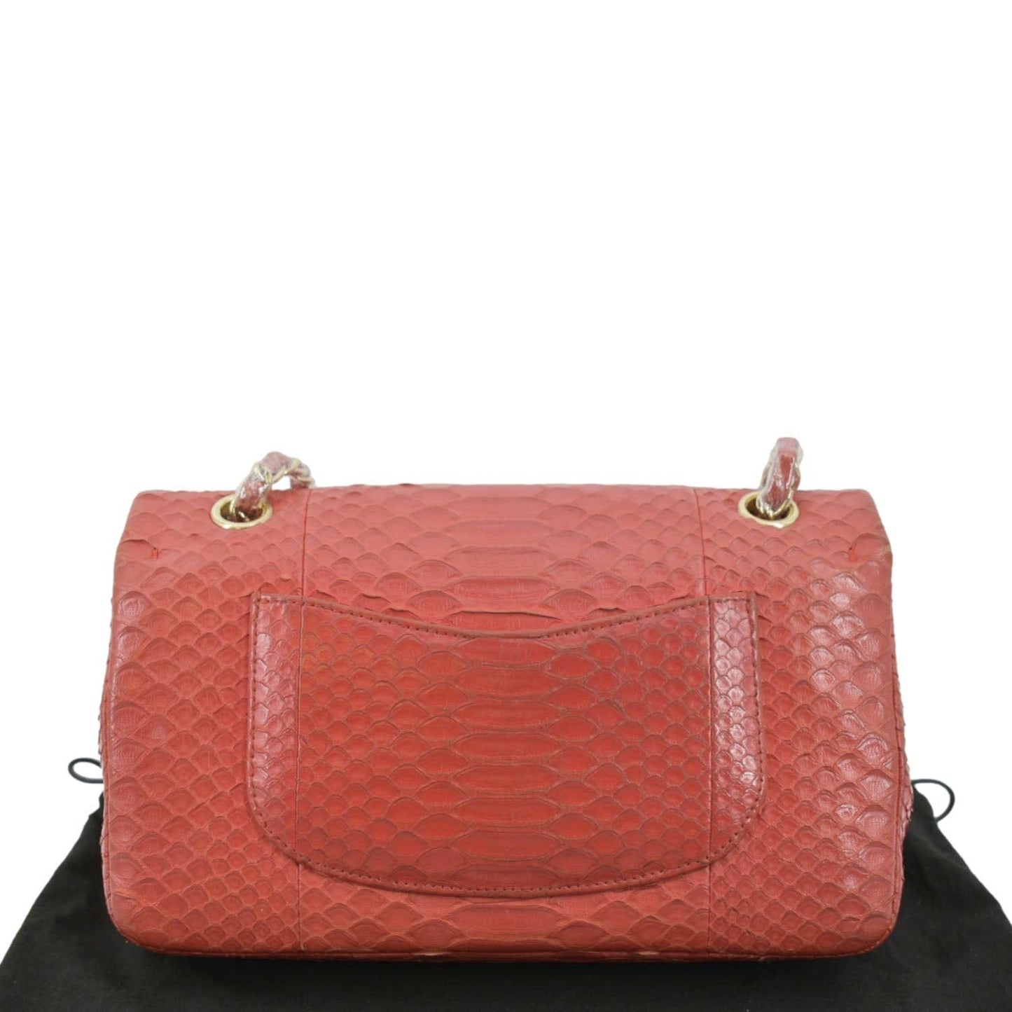 Chanel Classic Double Flap Python Leather Red Travel Bag