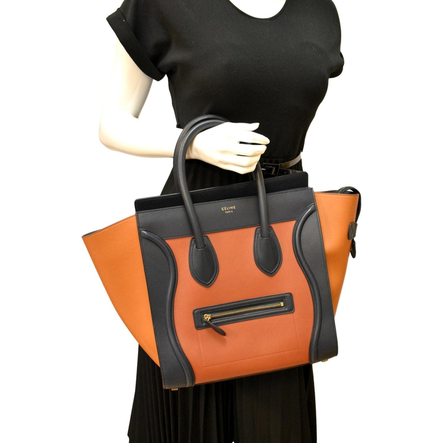 Luggage Calfskin Tote Bag Tri Color Leather