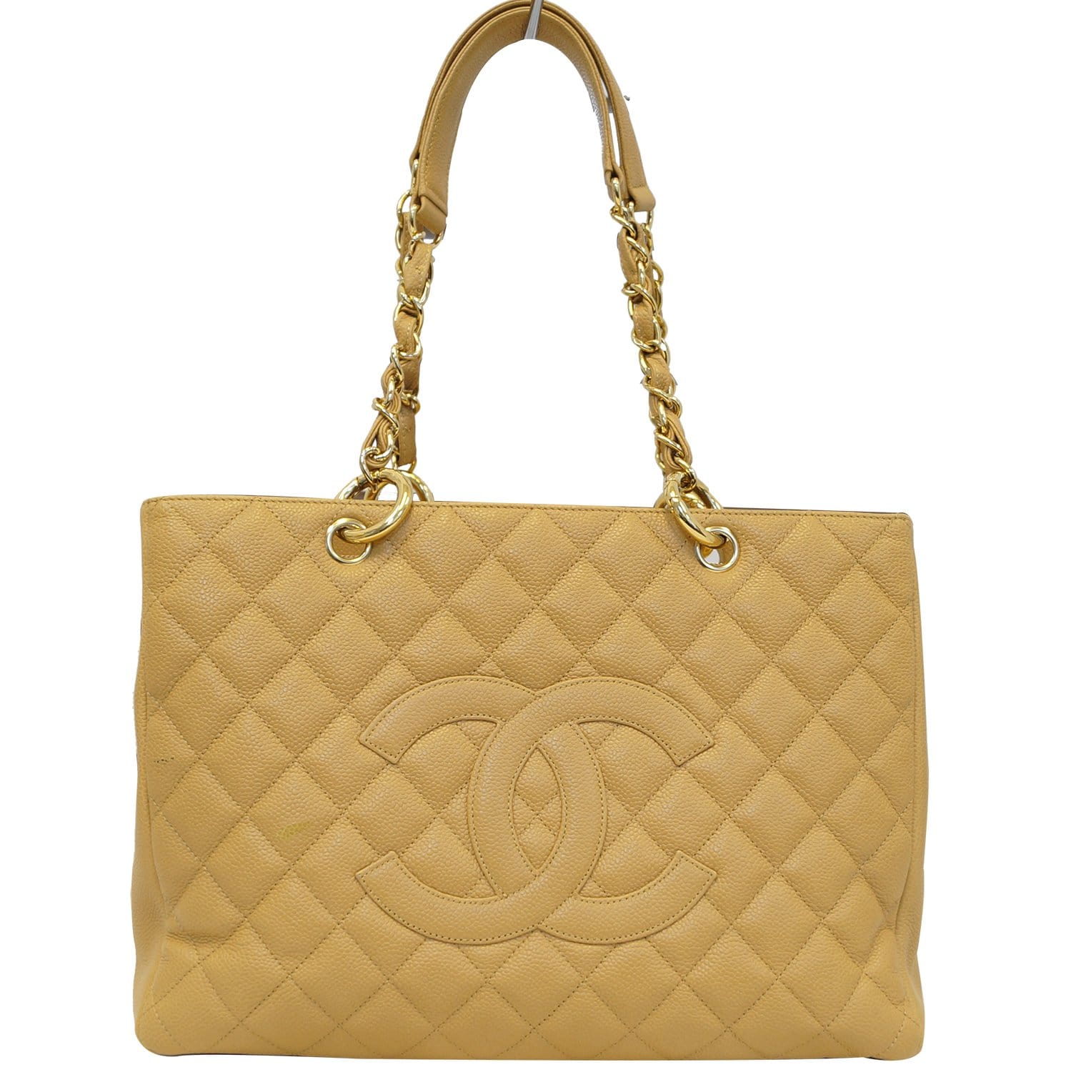 Chanel Caviar Shopping Leather Beige Travel Bag
