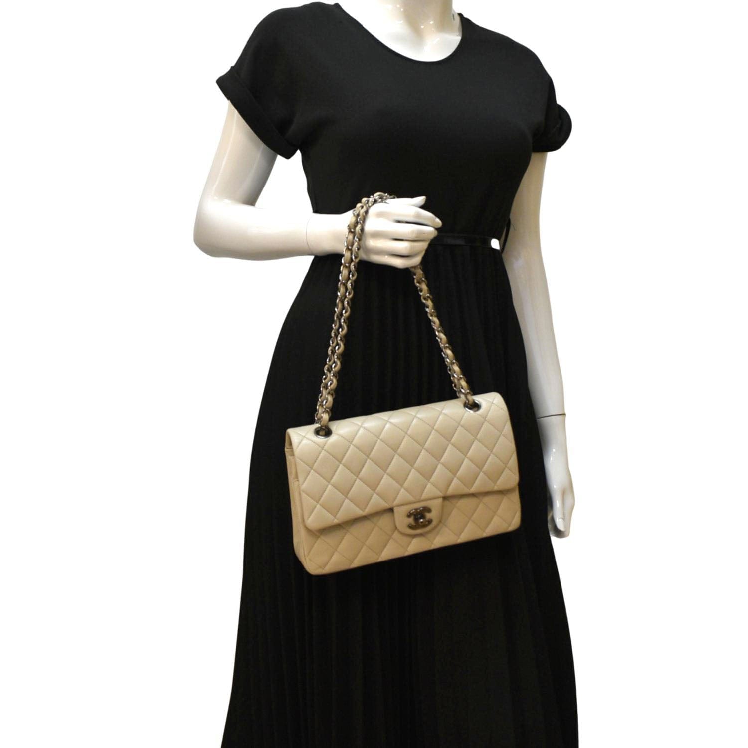 Chanel Classic Double Flap Quilted Leather Ivory Travel Bag