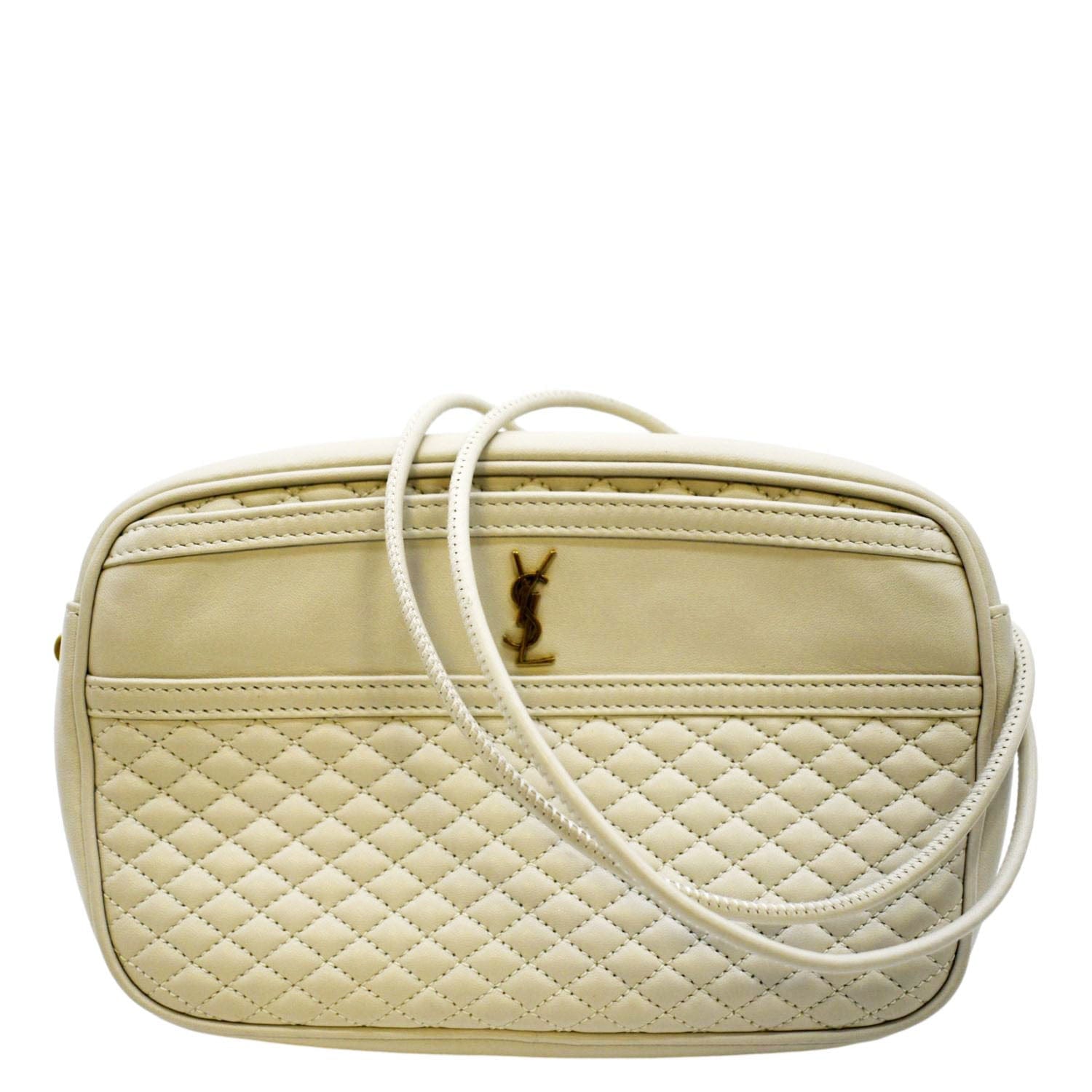 YSL Saint Laurent Yves Victoire Camera Shoulder Bag Creme