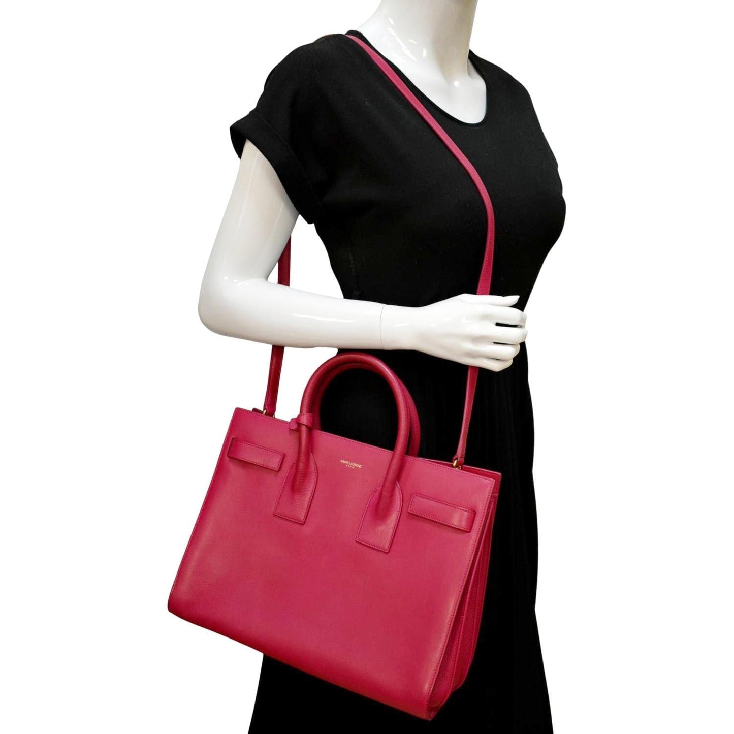 YSL Saint Laurent Saint Sac De Jour Satchel Shoulder Bag Leather Pink