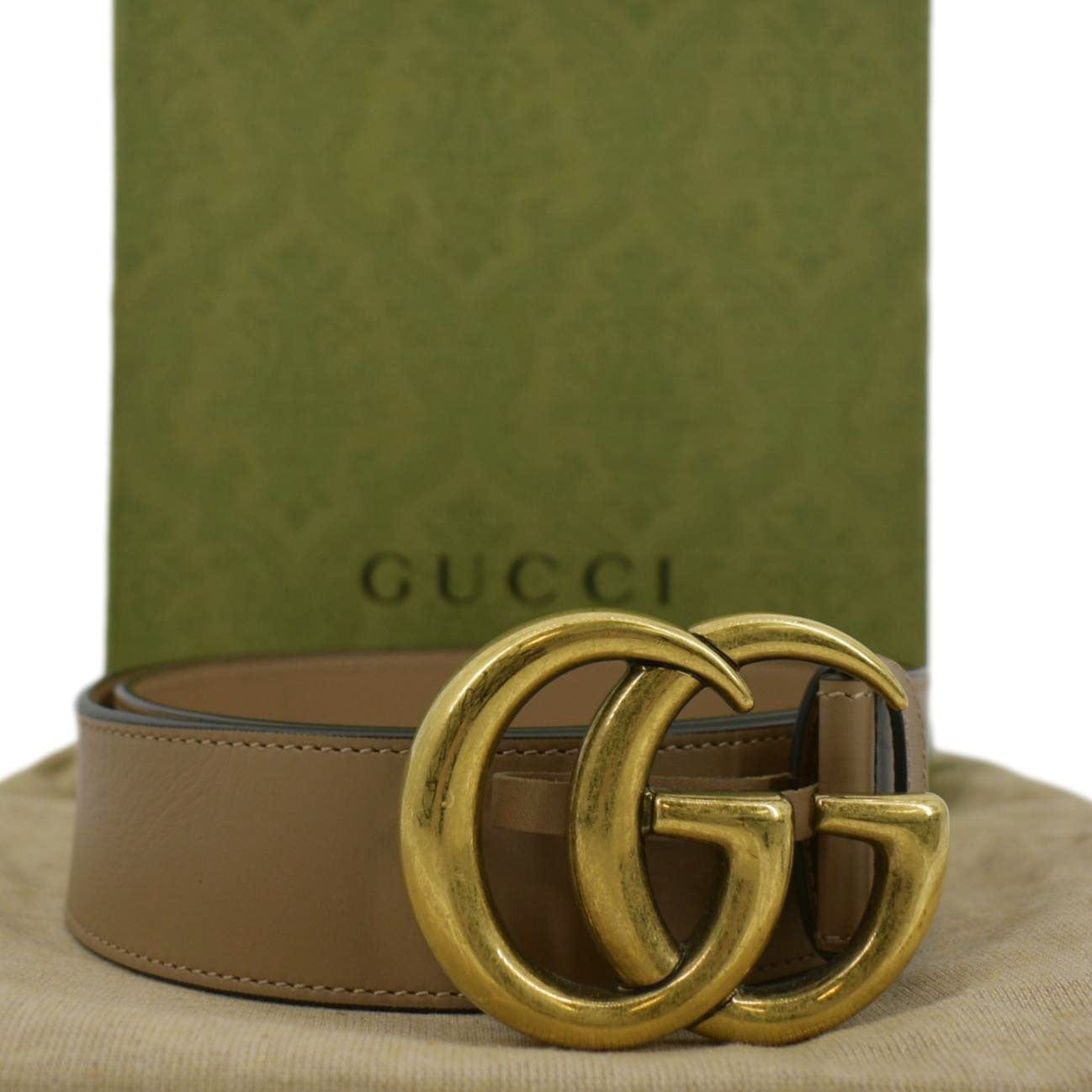 Gucci Double Buckle Belt Size Handbag Leather Tan Accessory