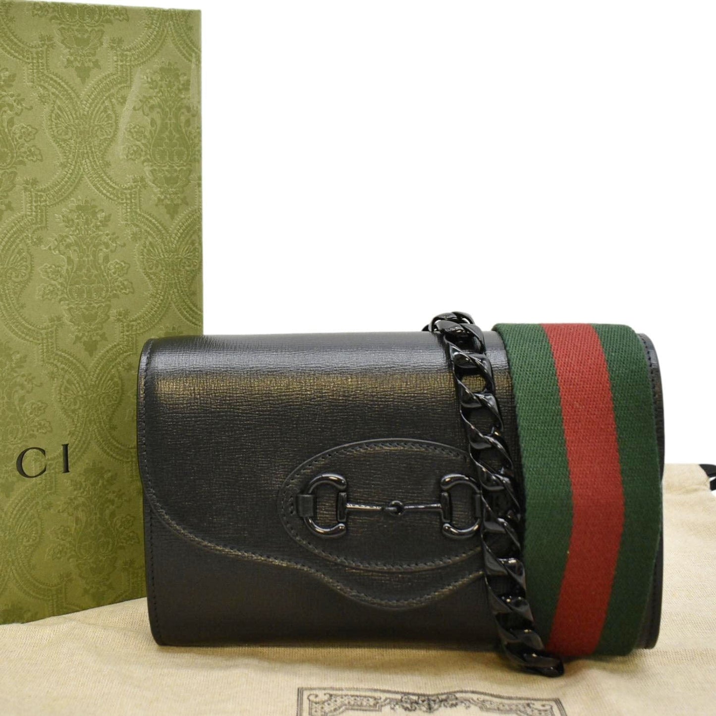 Gucci Horsebit Crossbody Bag Leather Black