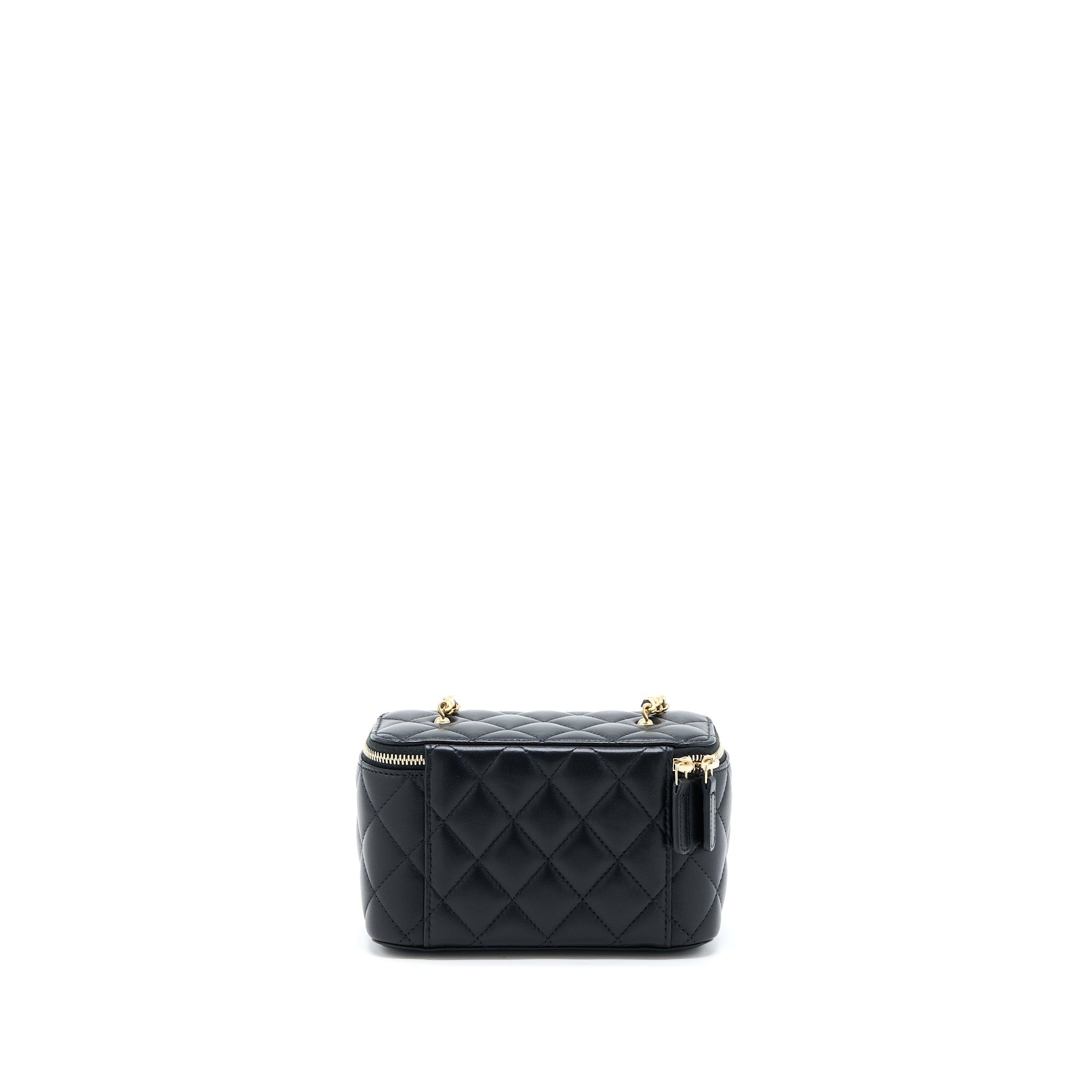 Chanel Pearl Crush Long Vanity Lambskin GHW Black Handbag Black Ghw