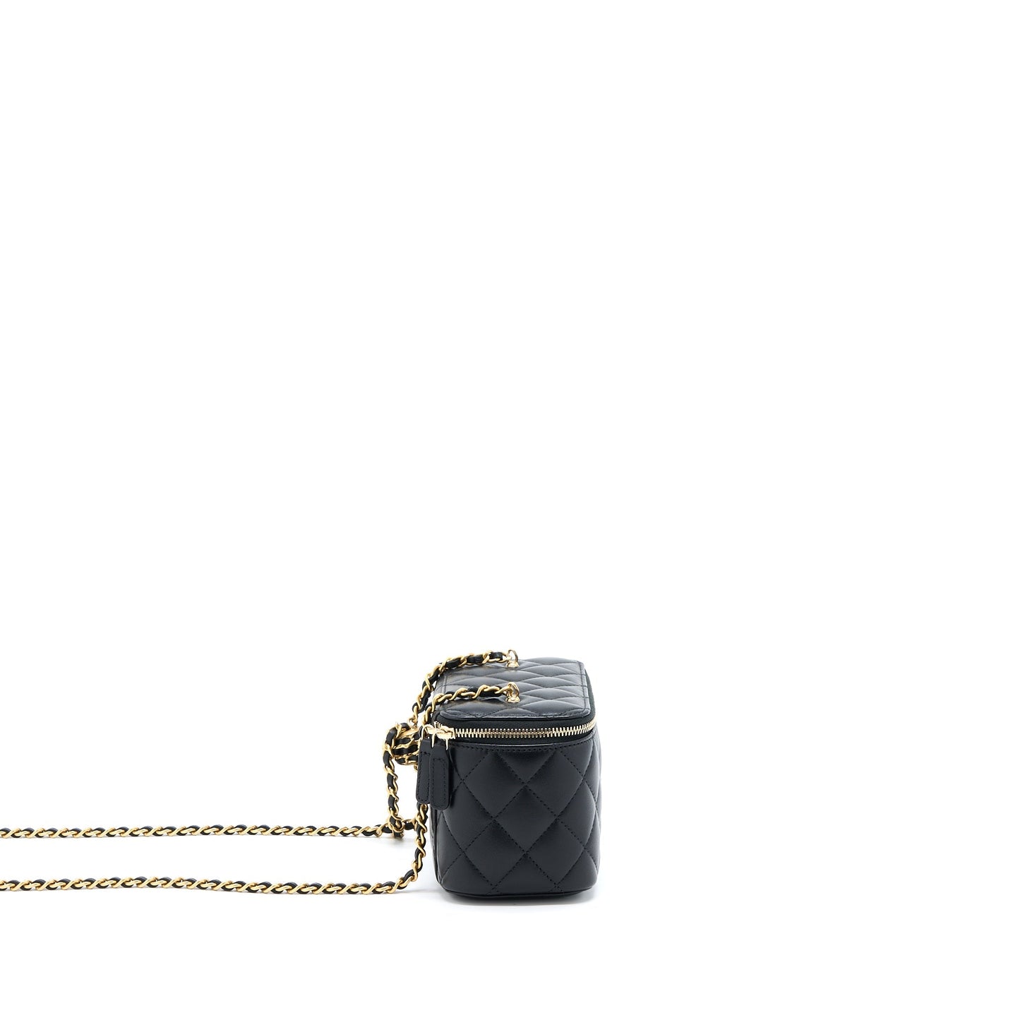 Chanel Pearl Crush Long Vanity Lambskin GHW Black Handbag Black Ghw