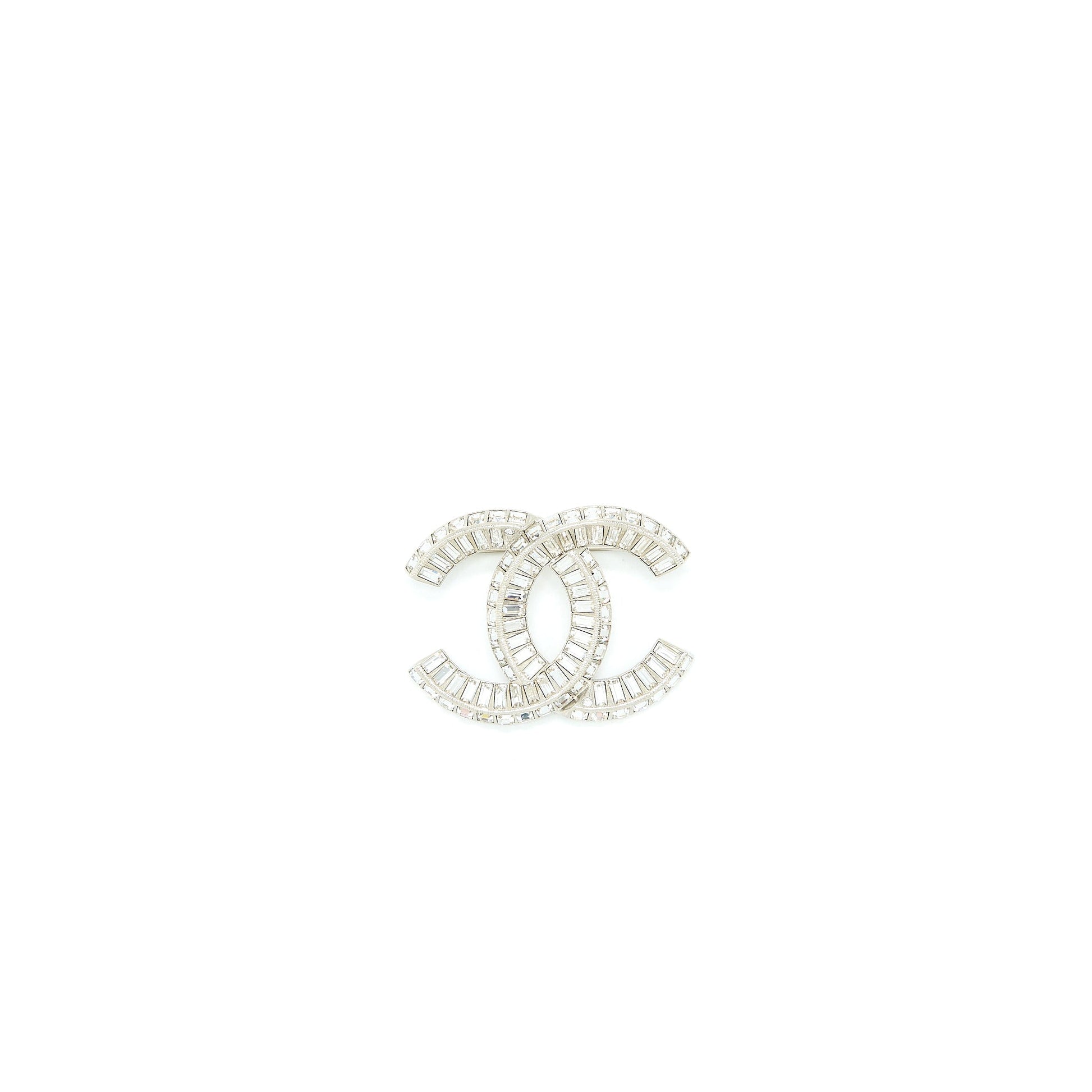 Chanel CC Logo Brooch Silver Handbag