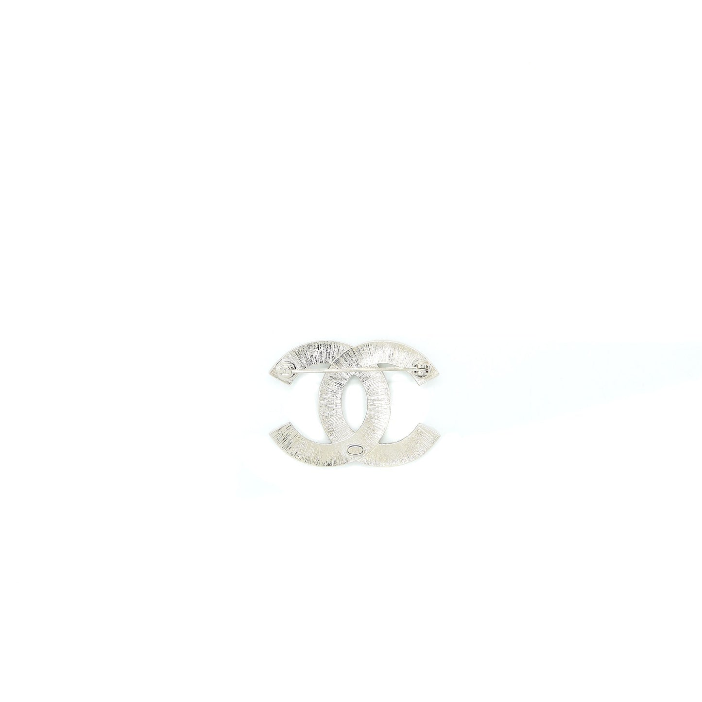 Chanel CC Logo Brooch Silver Handbag