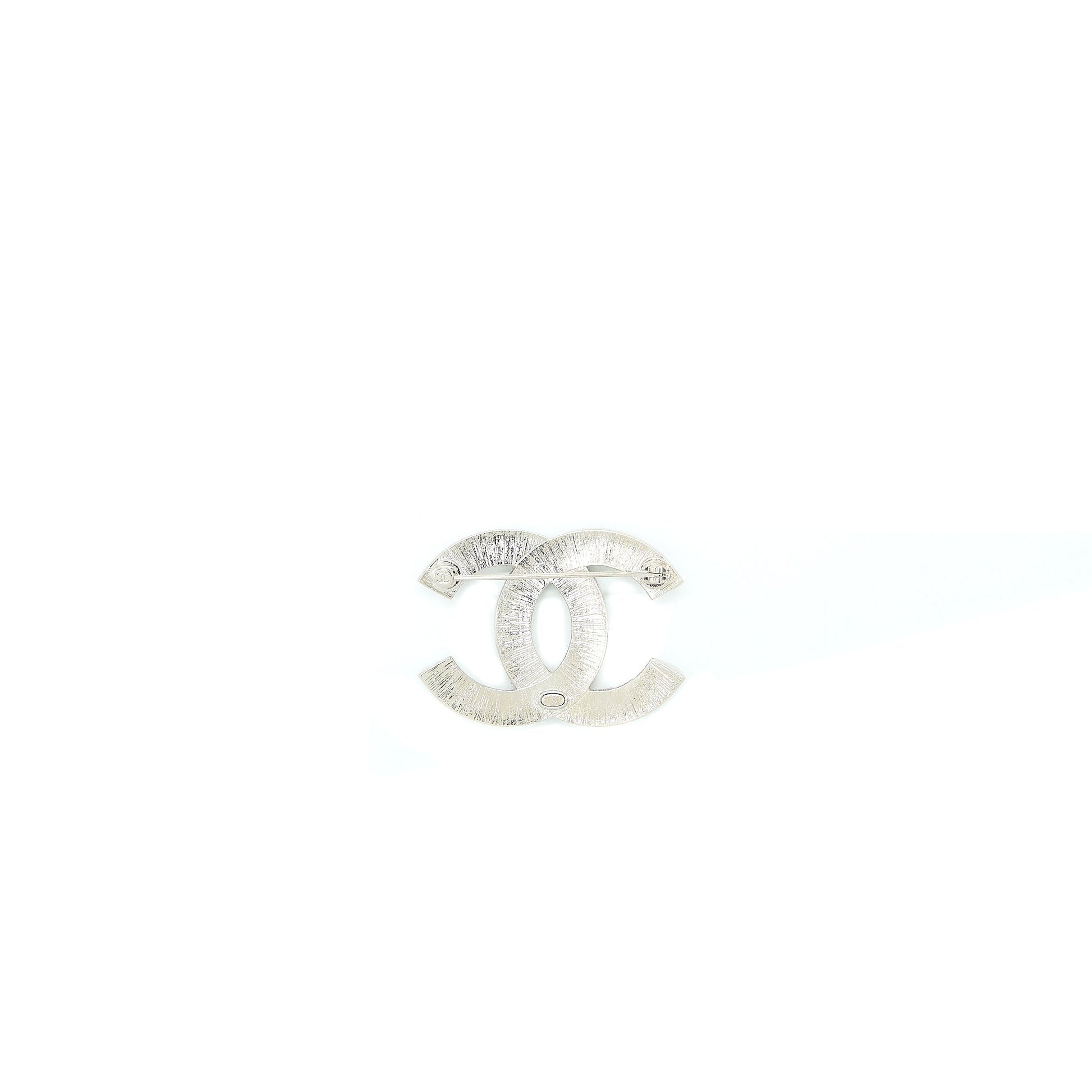 Chanel CC Logo Brooch Silver Handbag