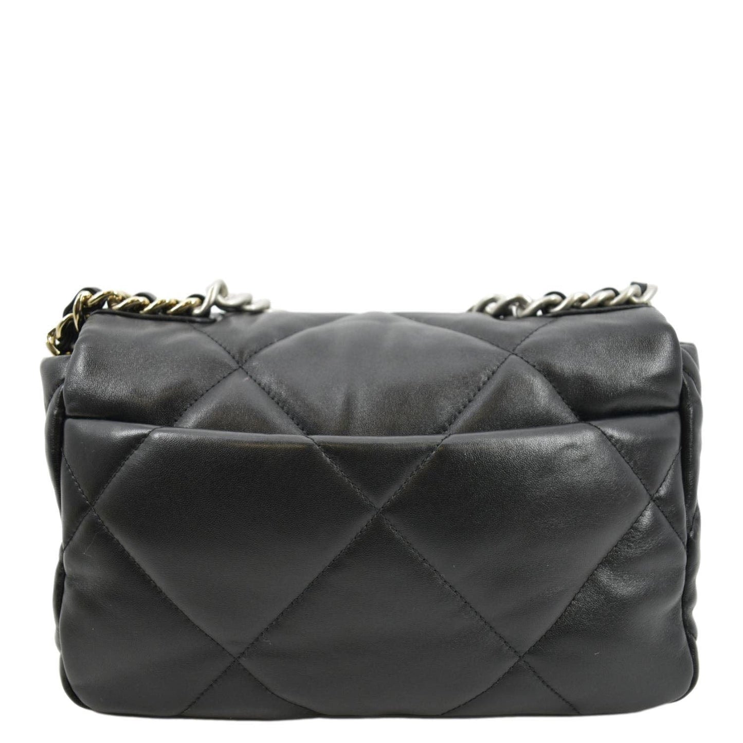 Chanel 19 Flap Quilted Leather Lambskin Black Travel Bag Black Small
