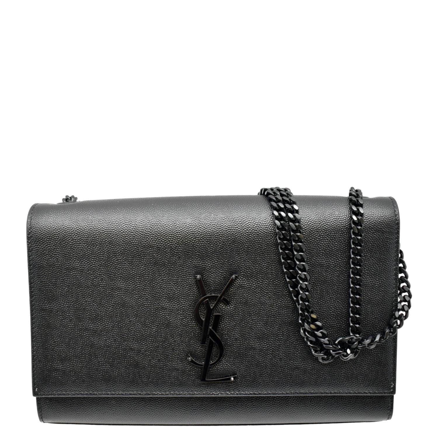 YSL Saint Laurent Yves Kate Clutch Crossbody Bag Leather Black Chain Clutch Bag Laurent Kate Black