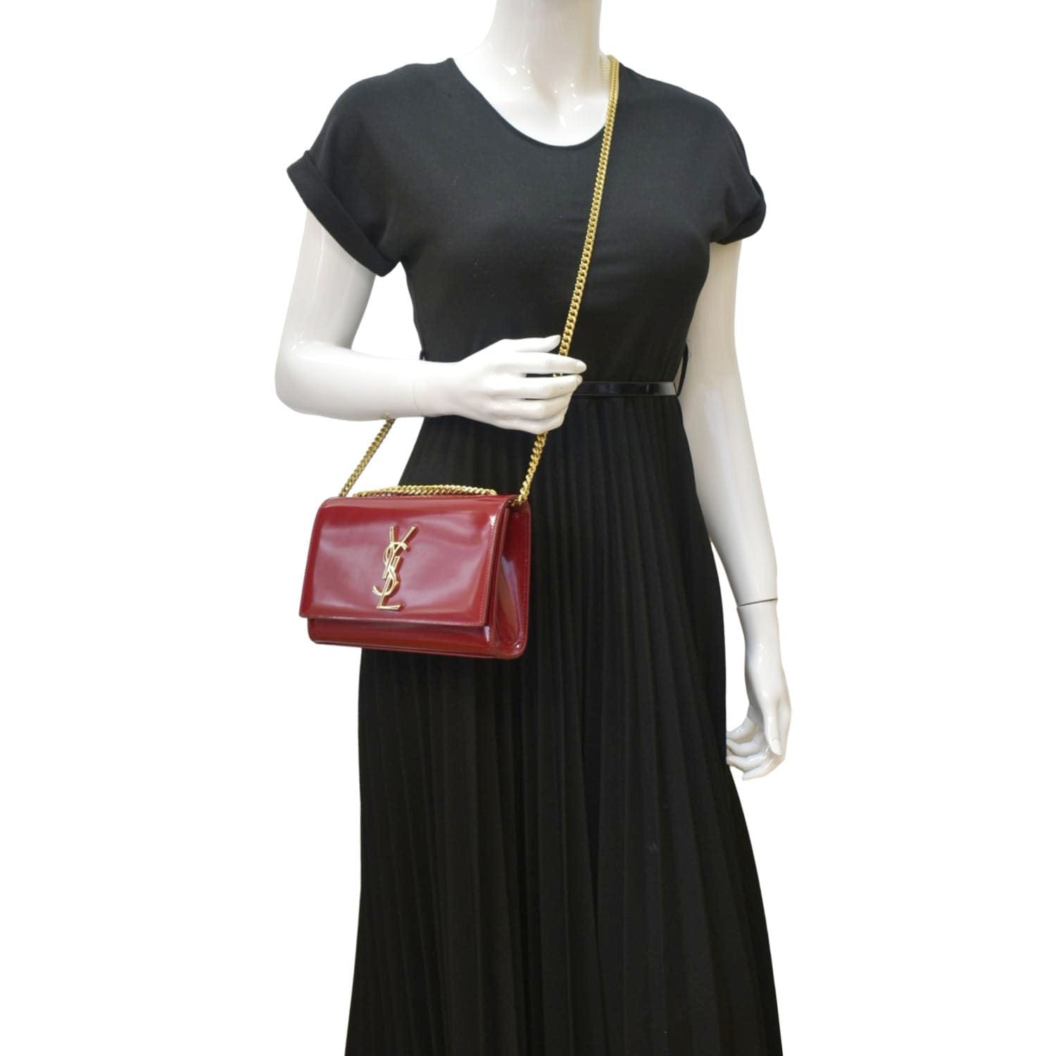 YSL Saint Laurent Saint Kate Clutch Crossbody Bag Leather Red
