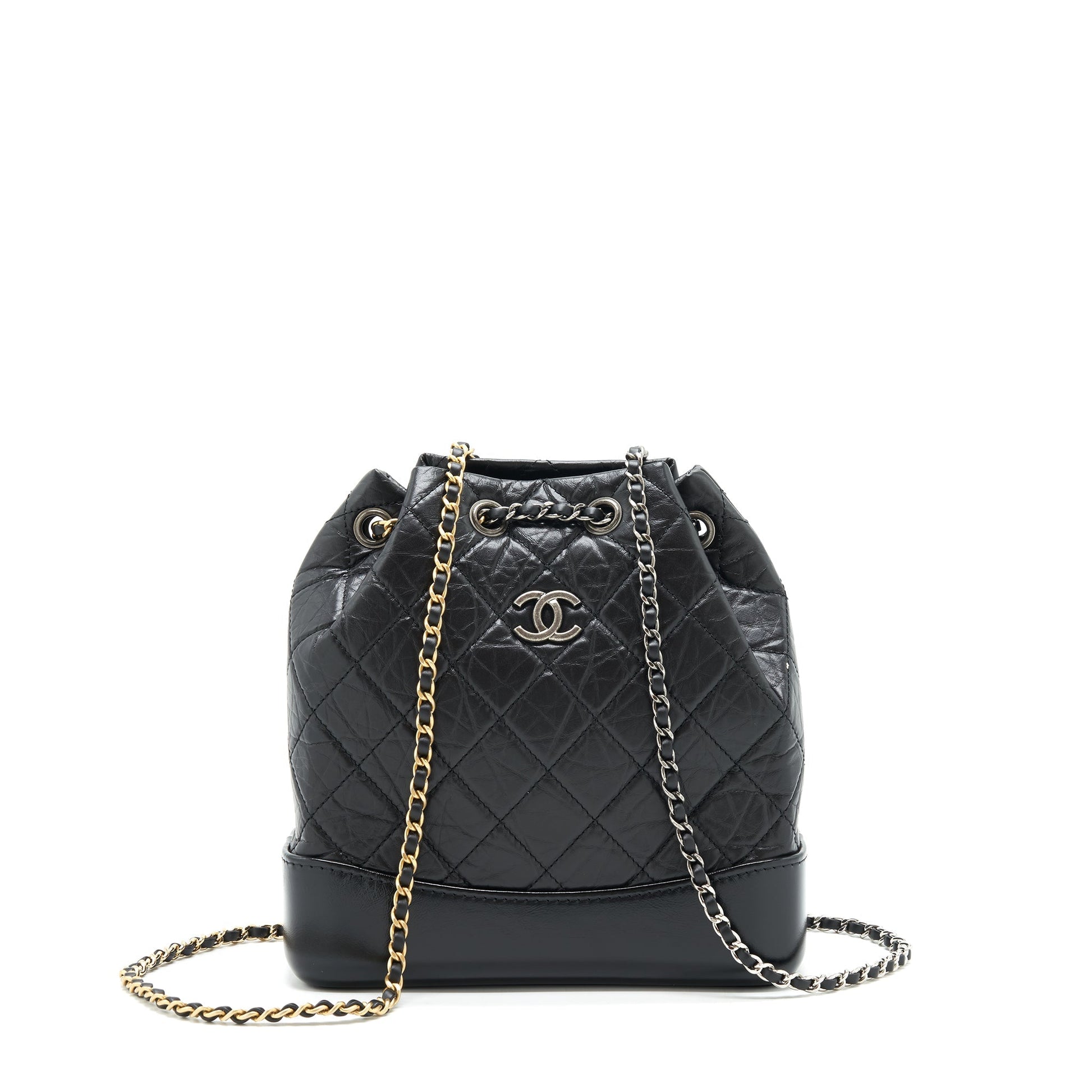 Chanel Gabrielle Backpack Ruthenium SHW microchip Black Small
