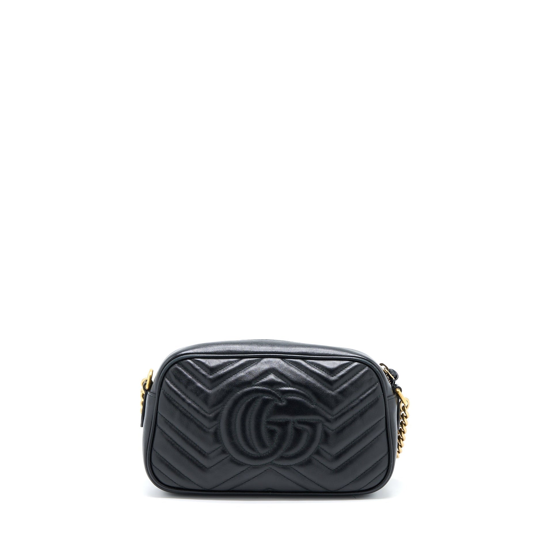 Gucci Marmont Calfskin Handbag Matelasse Black Travel Bag