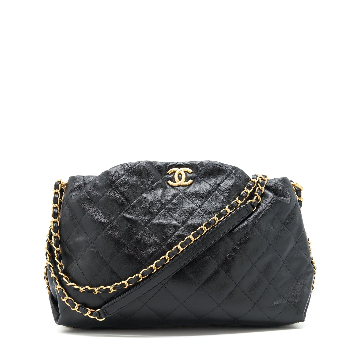 Chanel quilted lambskin GHW Black Shoulder Bag