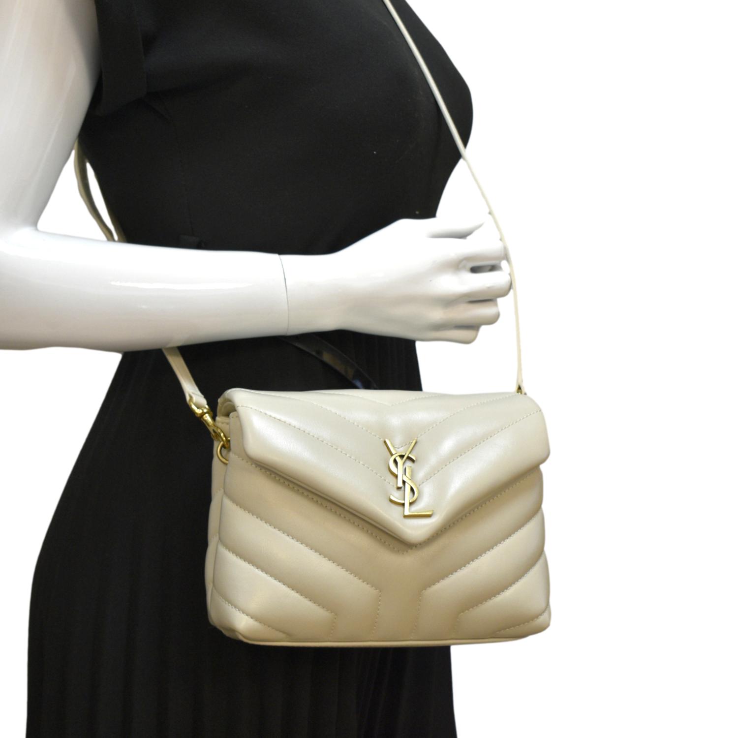 YSL Saint Laurent Saint Toy Loulou Crossbody Bag Ivory Leather Matelasse