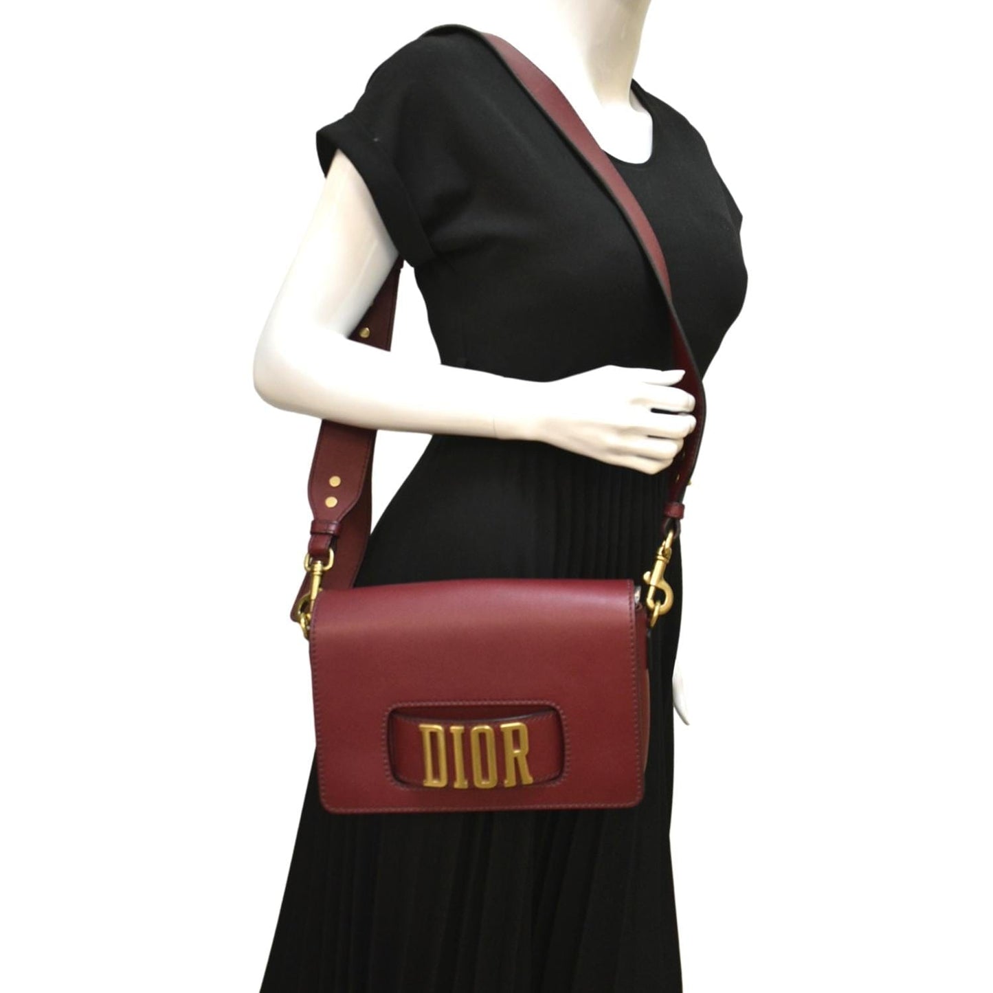 Dior Dio Evolution Calfskin Shoulder Bag Dark Red Flap Dior Diorevolution Flap