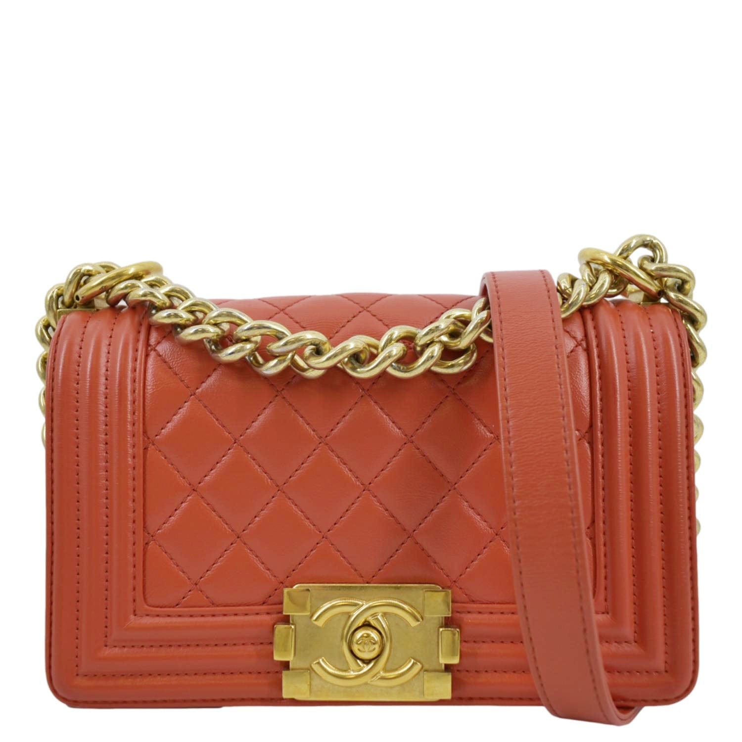 Chanel Boy Flap Quilted Leather Red Travel Bag