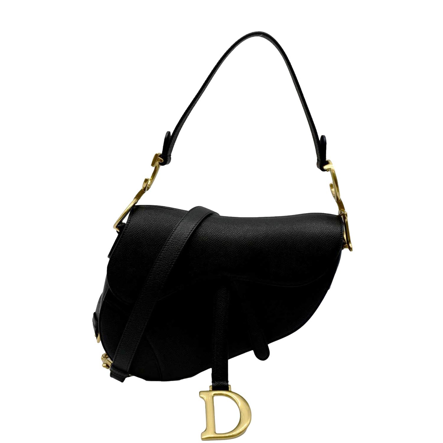 Dior Saddle Grained Calfskin Satchel Shoulder Bag Leather Black Satchel Bag