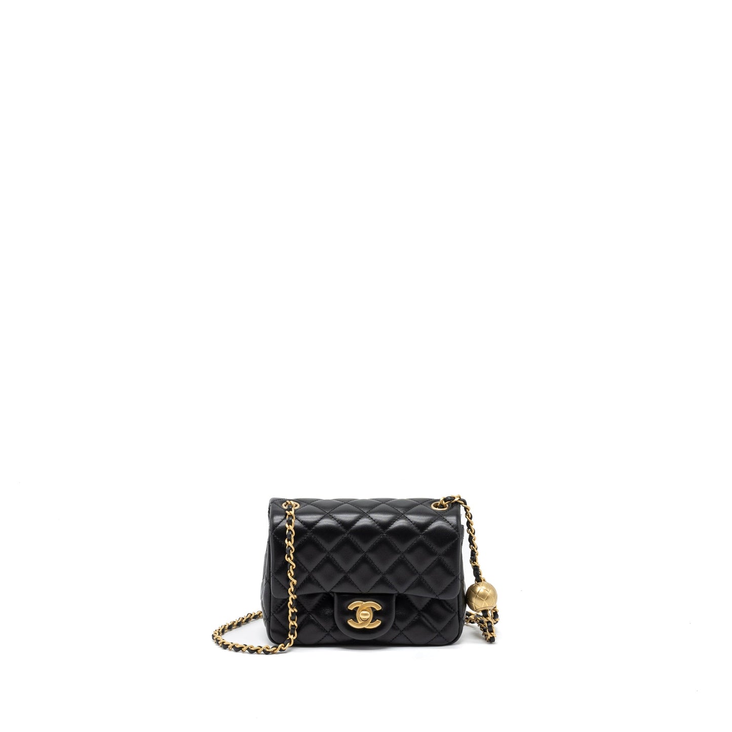 Chanel Pearl Crush Square Flap Lambskin Brushed Black Shoulder Bag Microchip 2