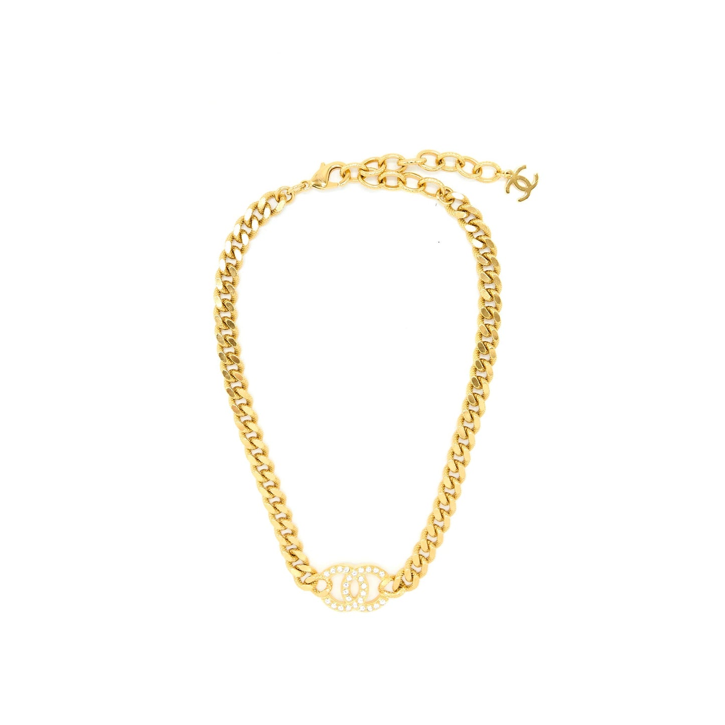 Chanel Crystal CC Logo Choker Tone Gold Handbag