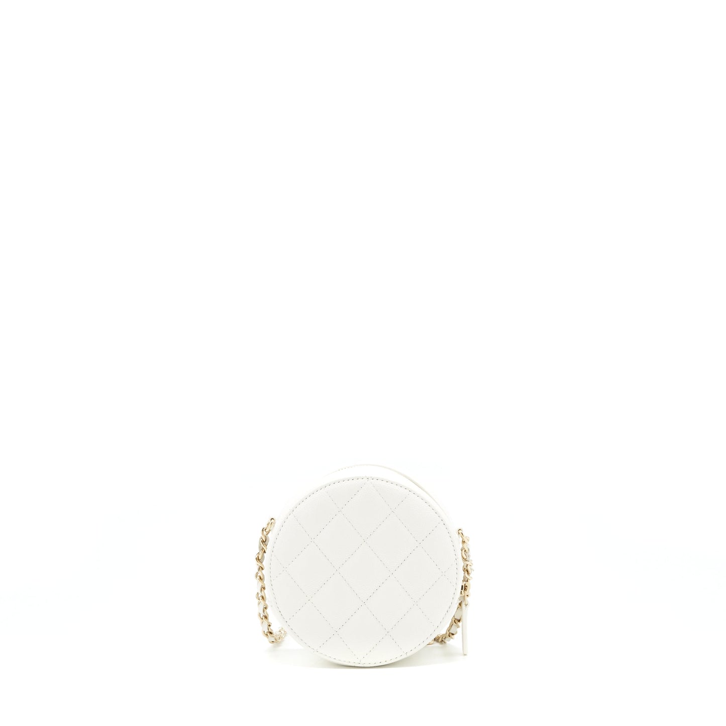 Chanel Round Caviar LGHW White Mini Bag