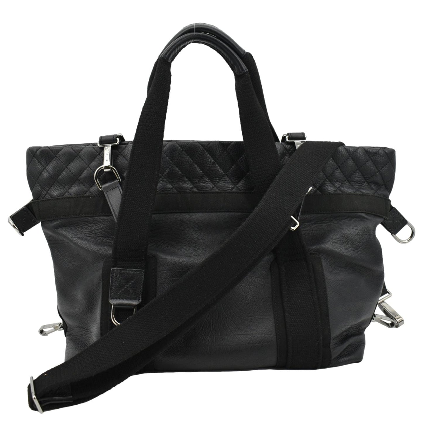 Chanel 2way Leather Black Travel Bag